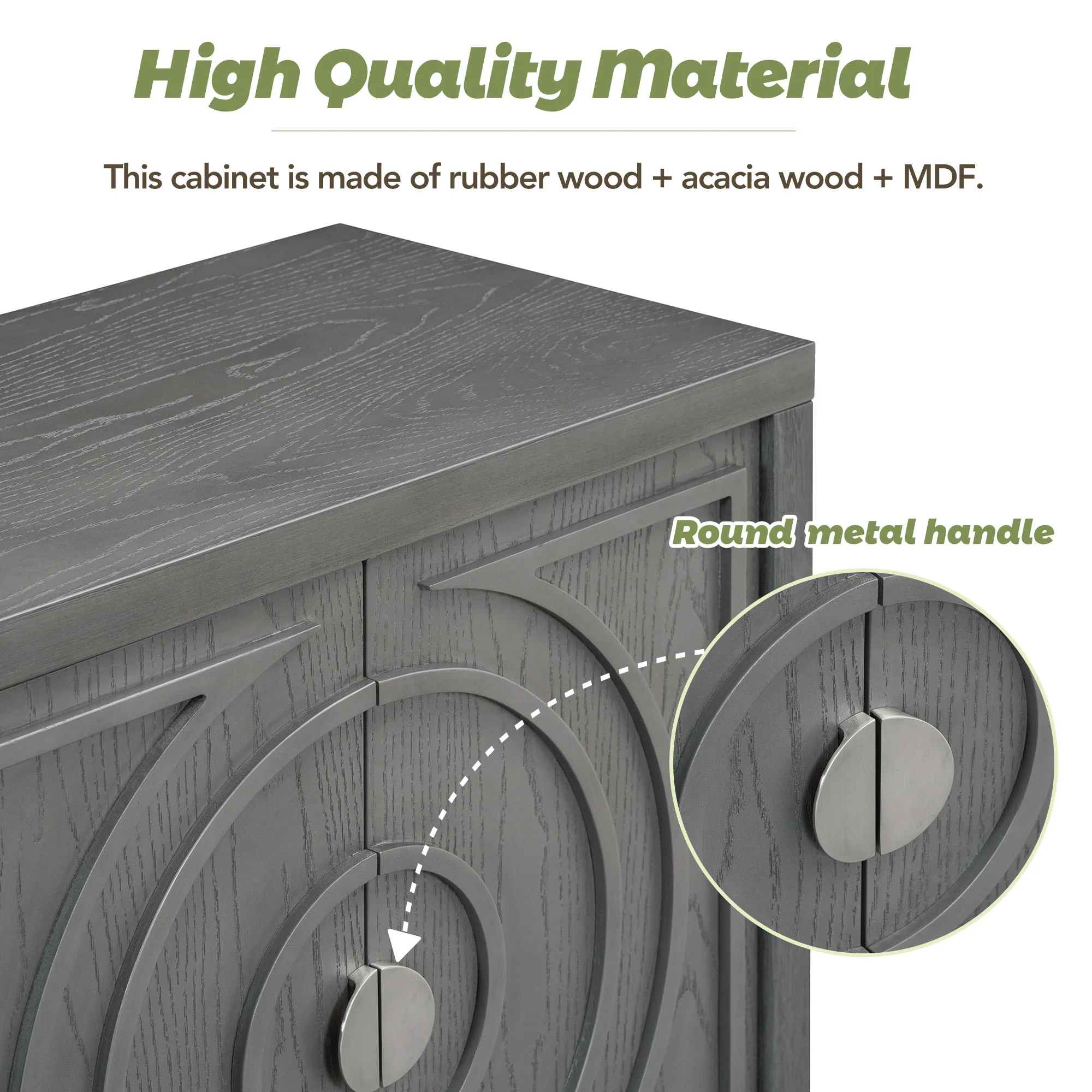 Circular Groove Design Retro Sideboard - Image 27
