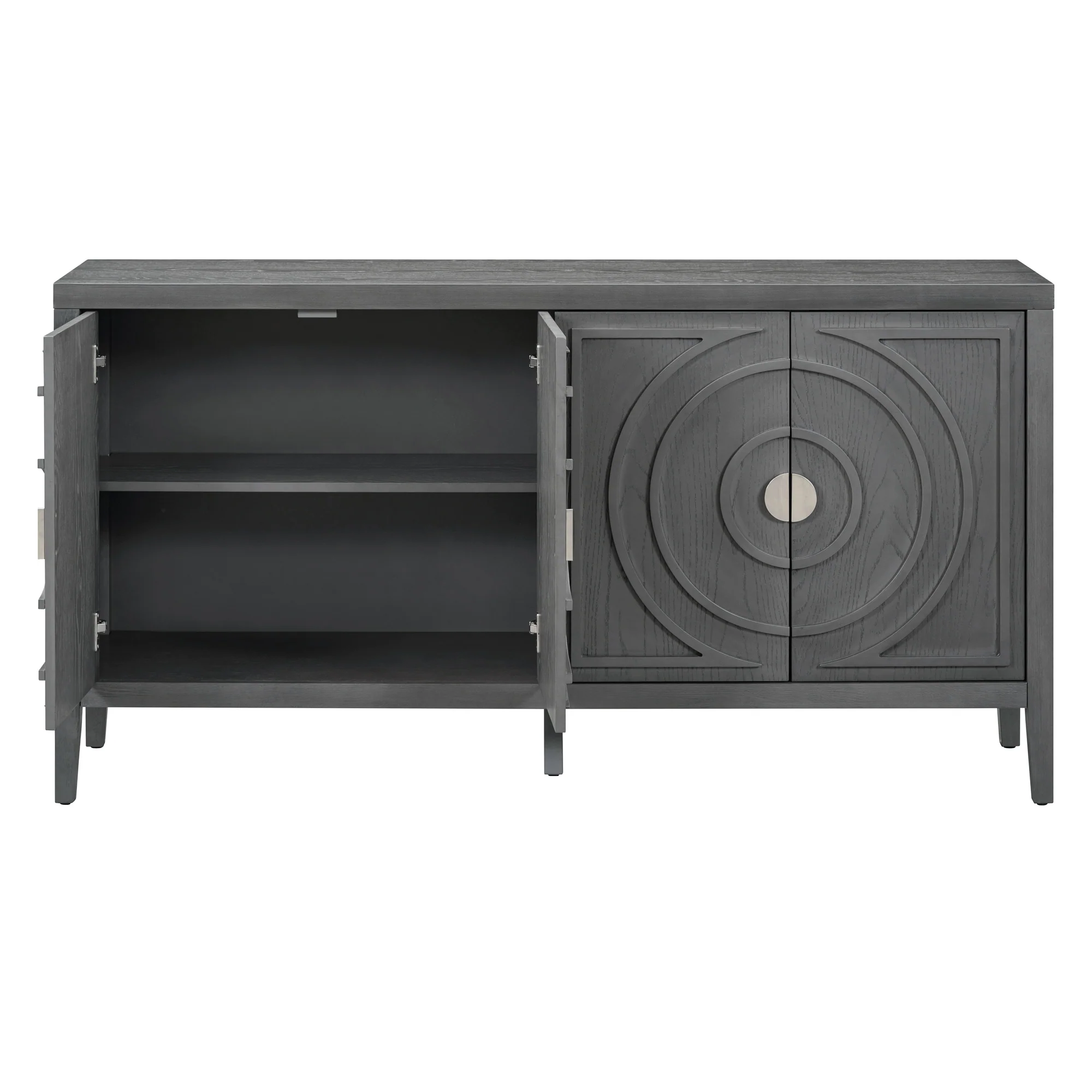 Circular Groove Design Retro Sideboard - Image 36