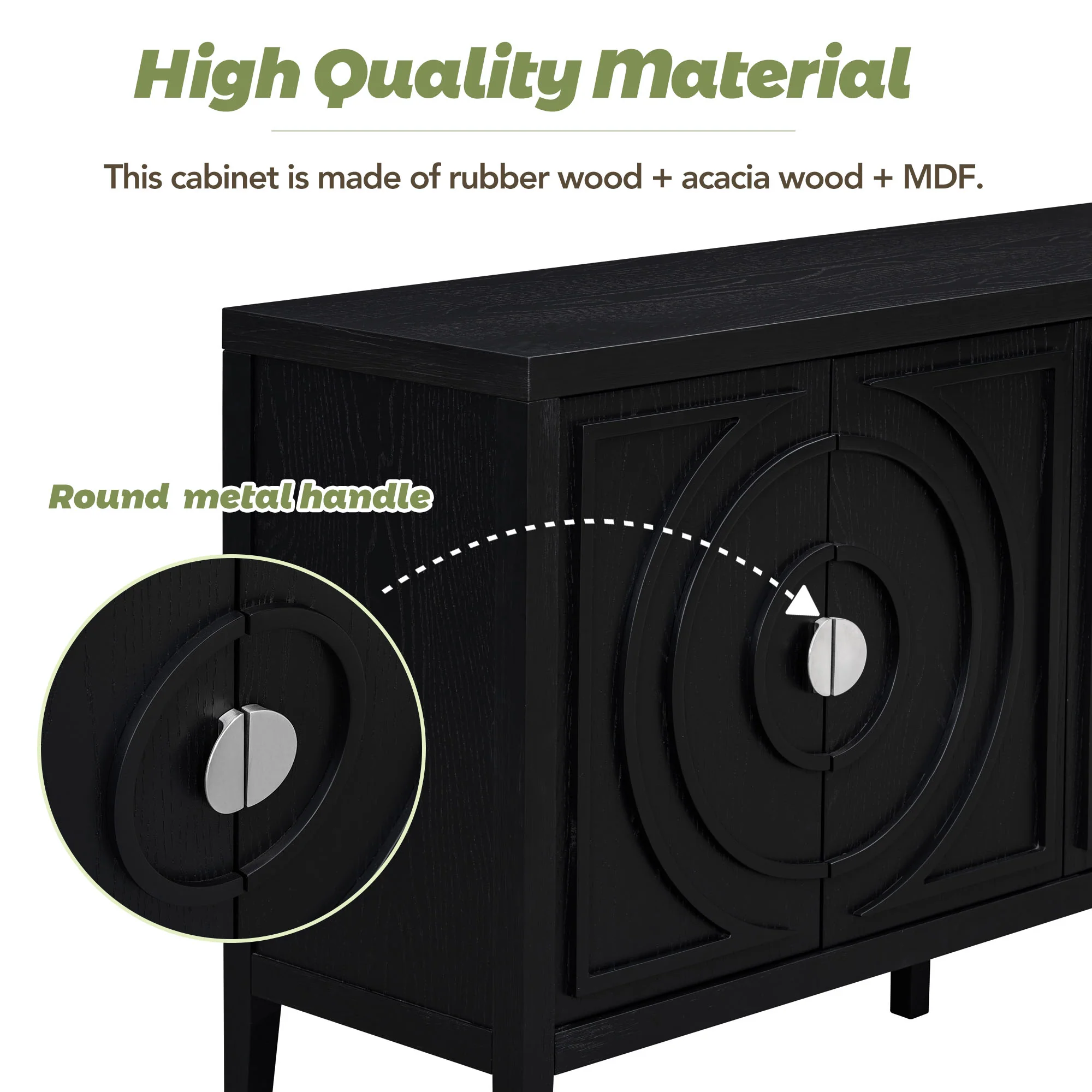 Circular Groove Design Retro Sideboard - Image 47