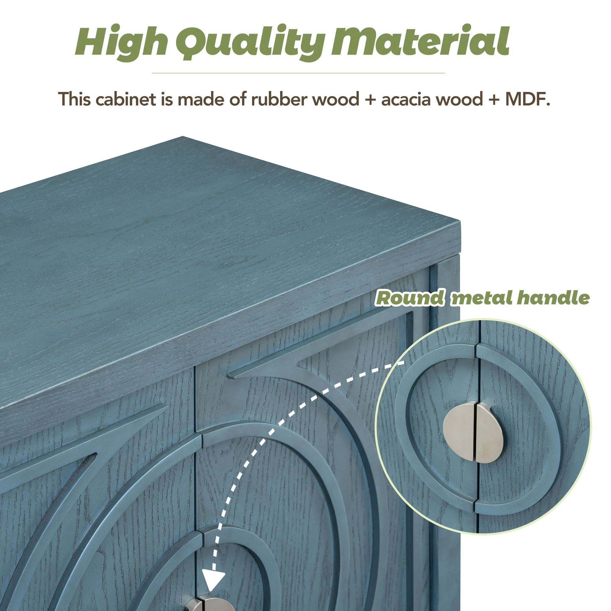Circular Groove Design Retro Sideboard - Image 6