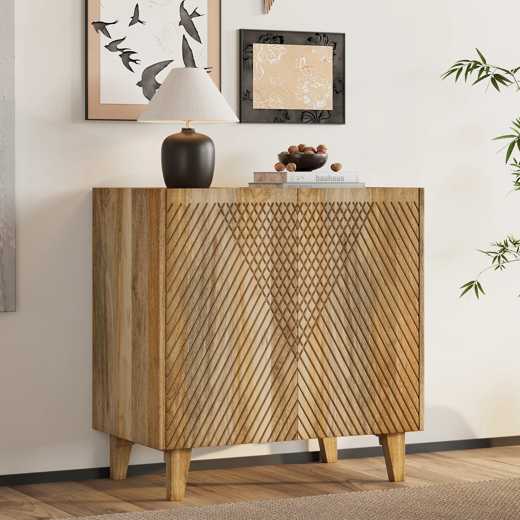 Rustic Mango Wood Accent Storage Cabinet