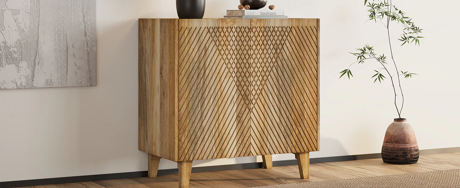 Rustic Mango Wood Accent Storage Cabinet - Image 16
