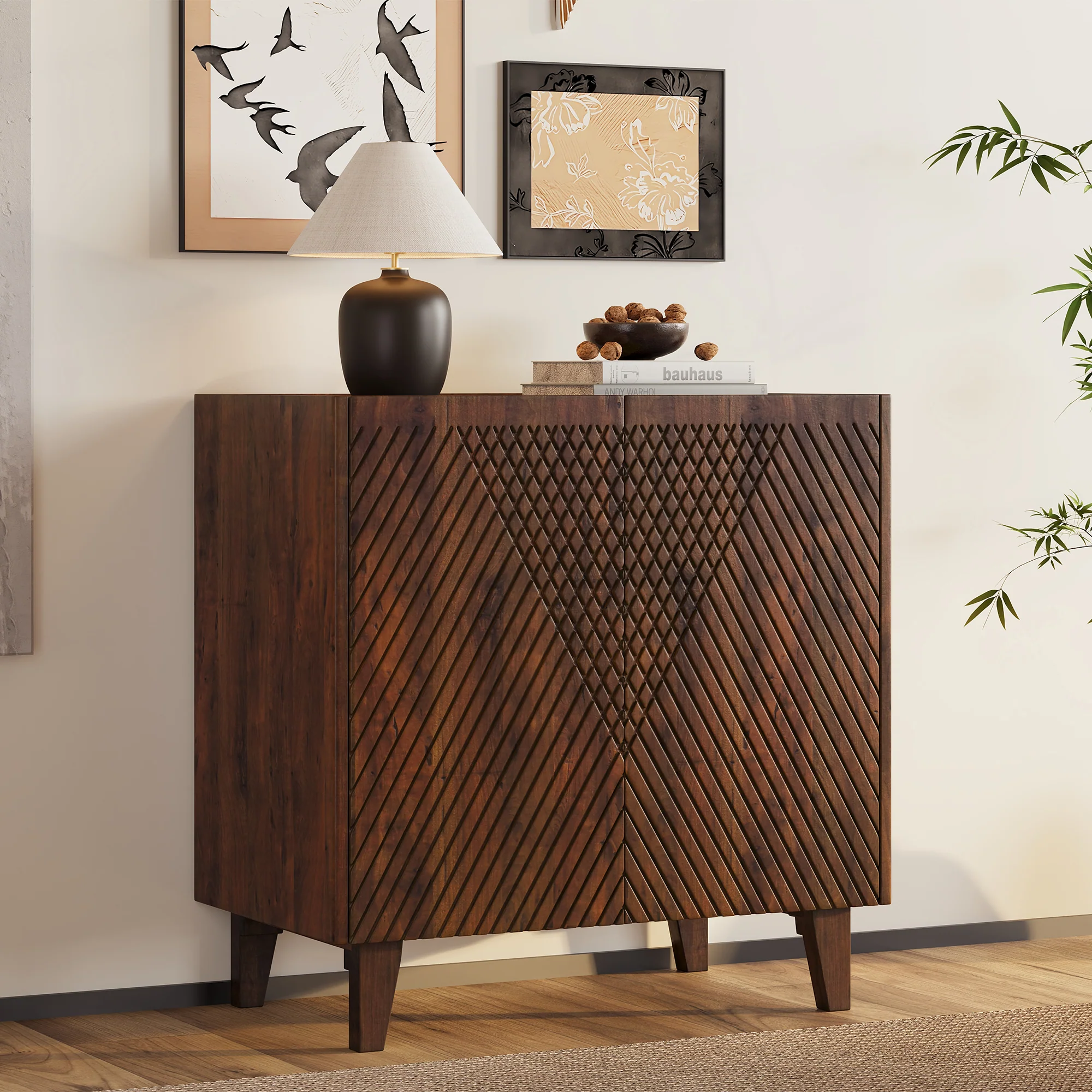 Rustic Mango Wood Accent Storage Cabinet - Image 17