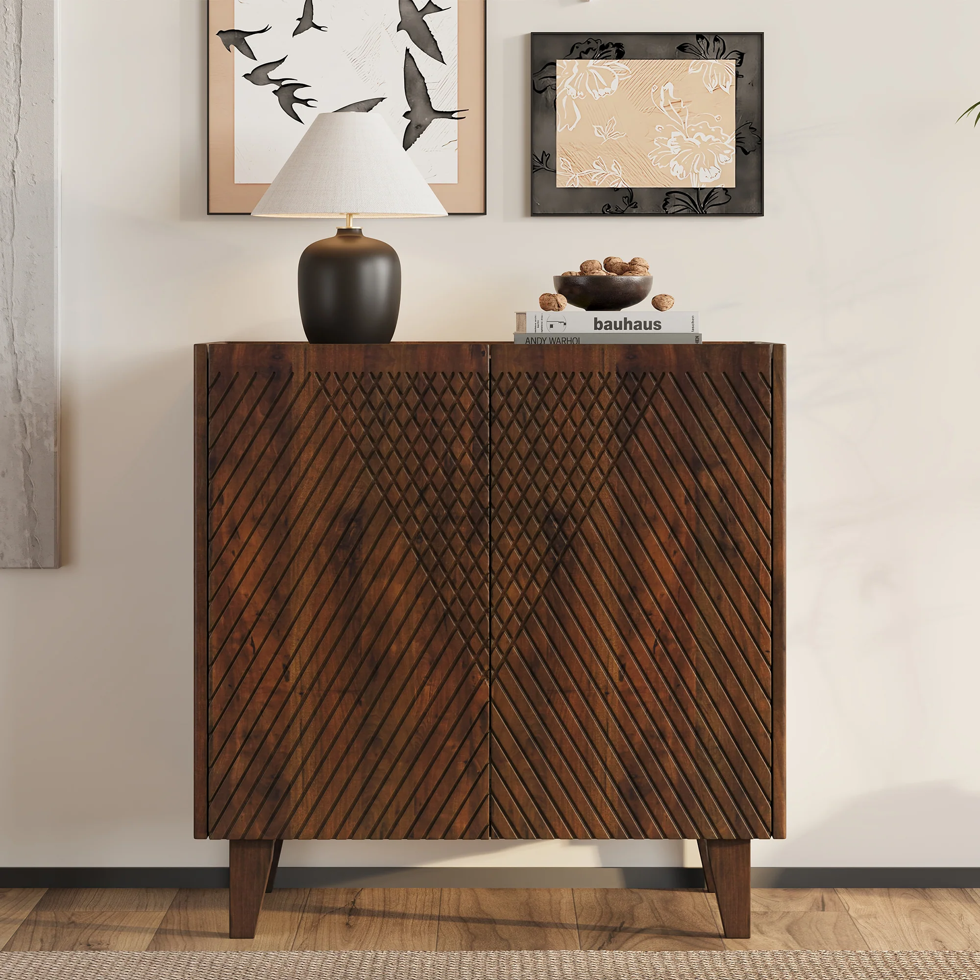 Rustic Mango Wood Accent Storage Cabinet - Image 18