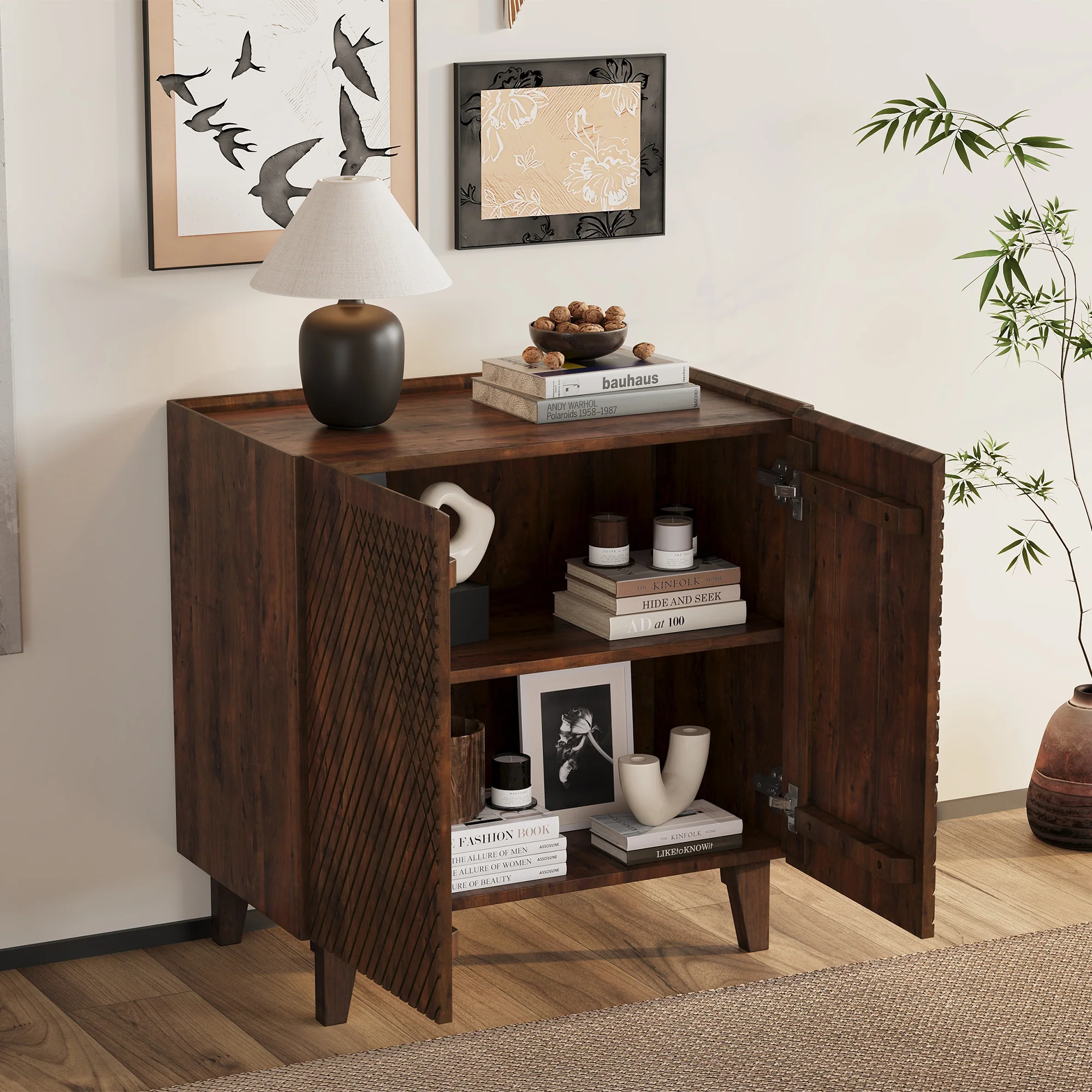 Rustic Mango Wood Accent Storage Cabinet - Image 19