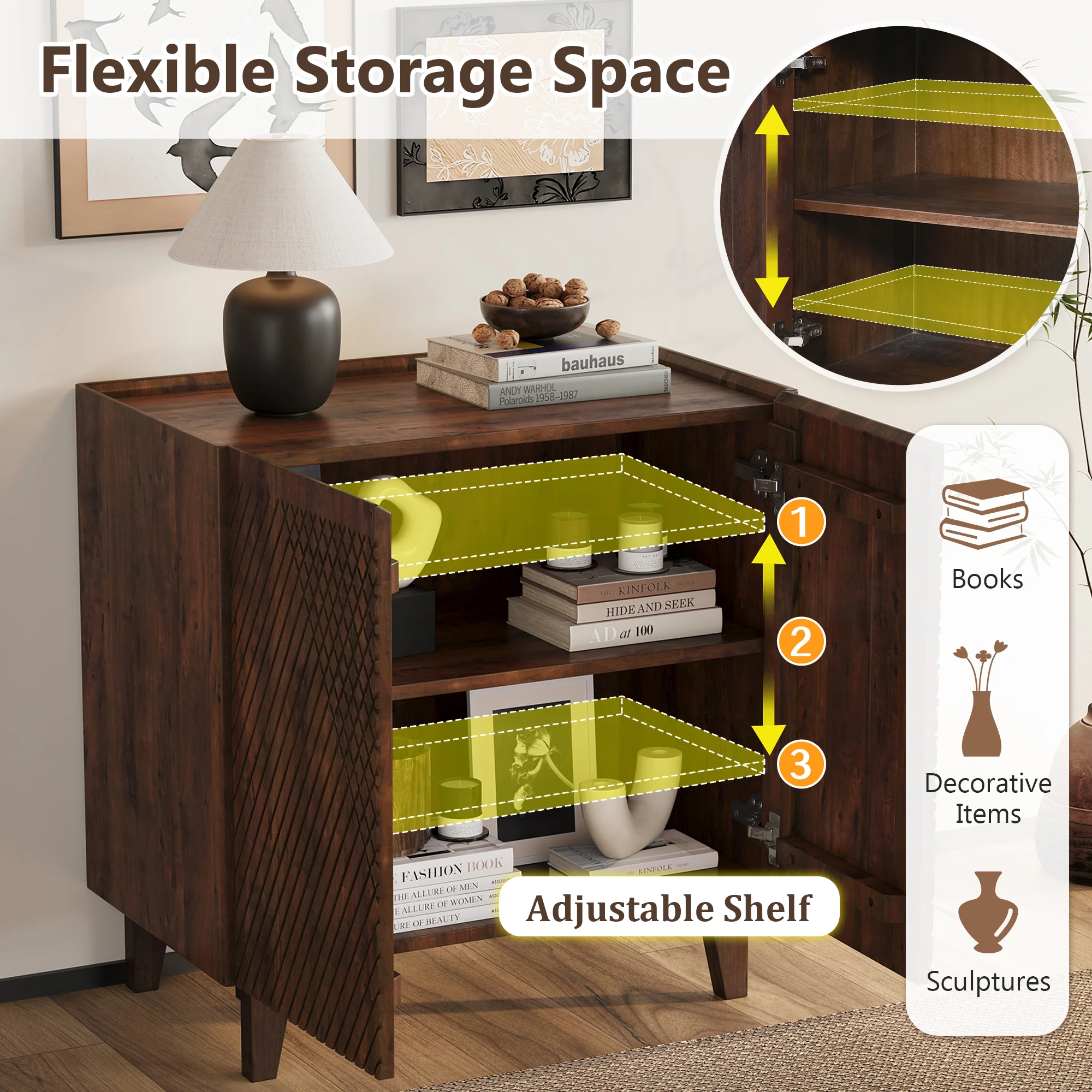 Rustic Mango Wood Accent Storage Cabinet - Image 21