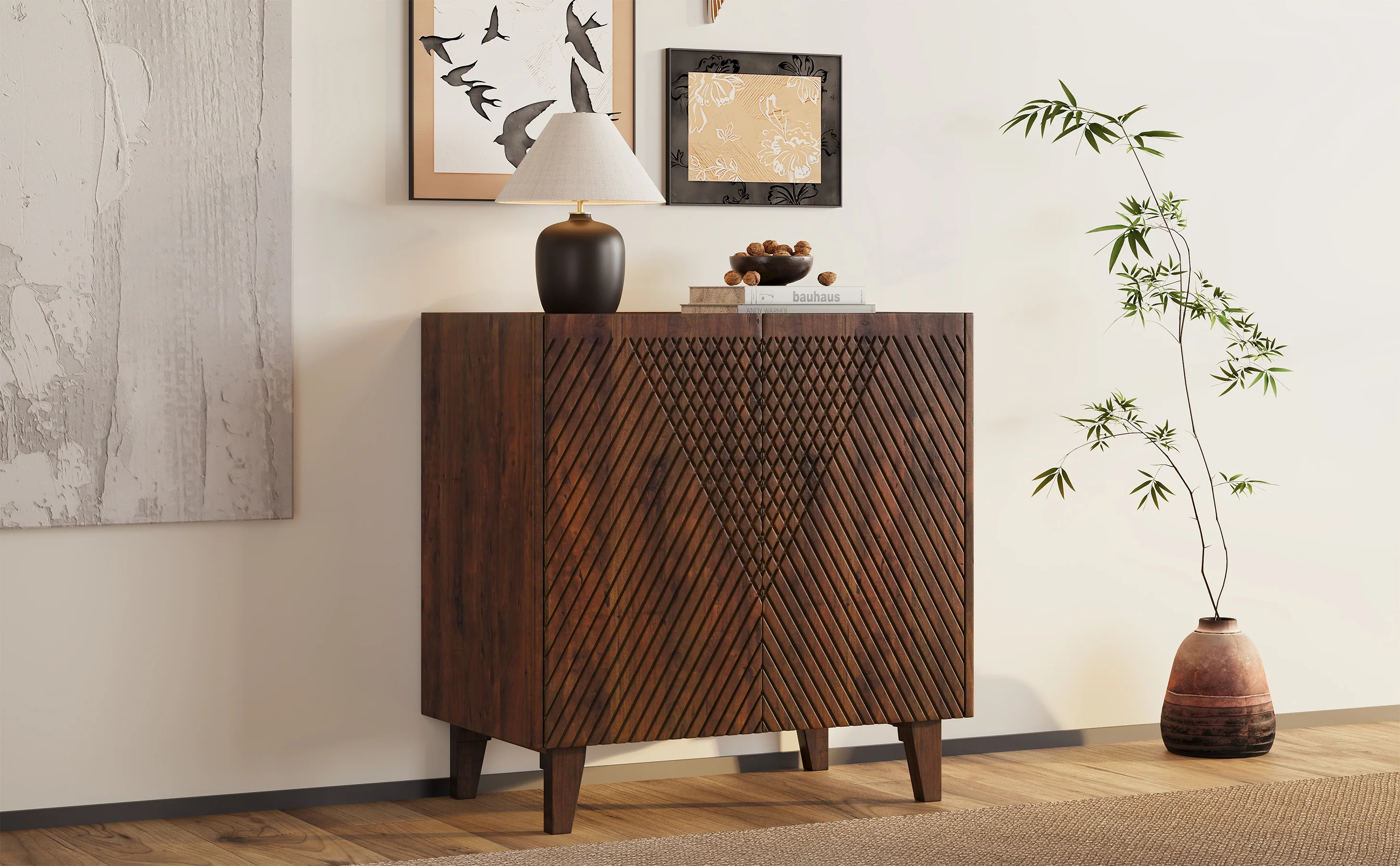 Rustic Mango Wood Accent Storage Cabinet - Image 31