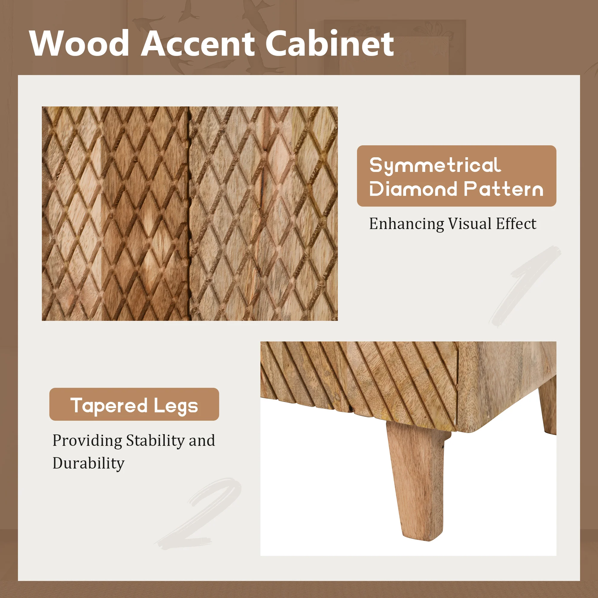 Rustic Mango Wood Accent Storage Cabinet - Image 5