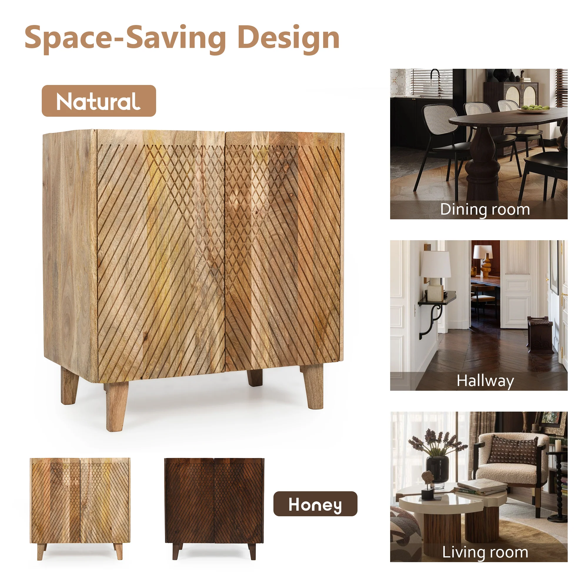 Rustic Mango Wood Accent Storage Cabinet - Image 8