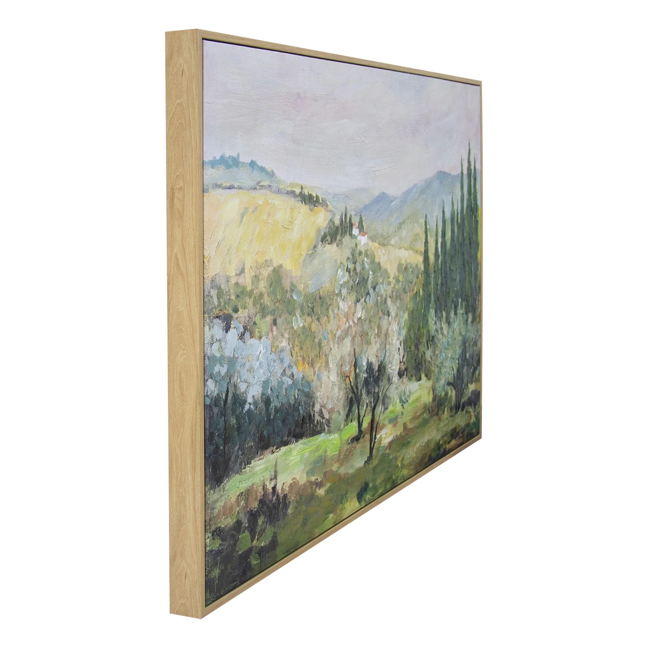 Tuscan Hills Hand Painted Floating Framed Wall Art Print 24x36 Inches - Image 4