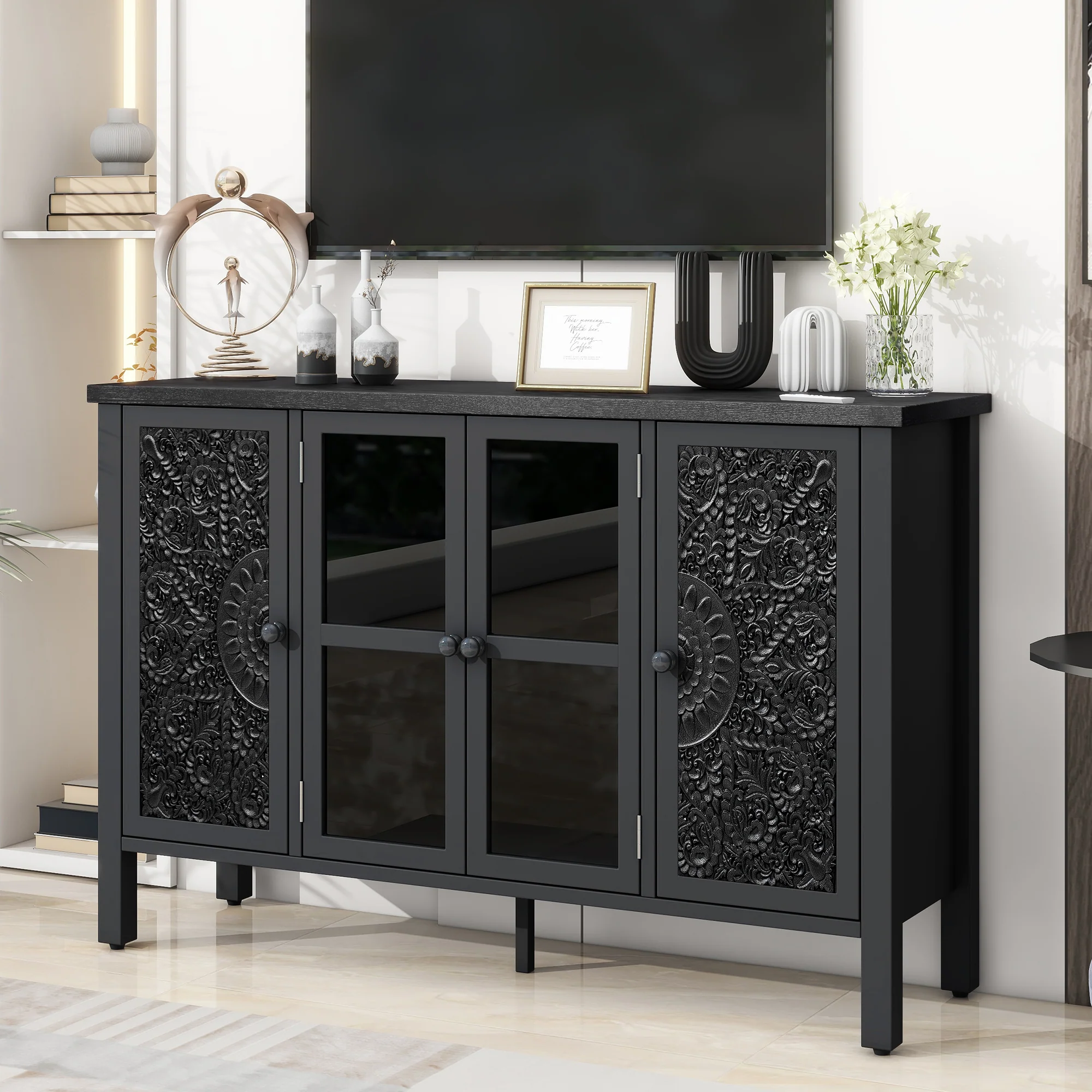Carved Wood TV Stand - Image 26