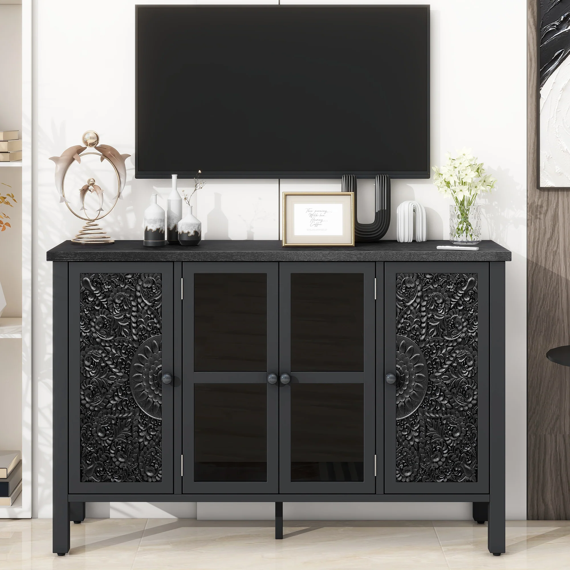 Carved Wood TV Stand - Image 27