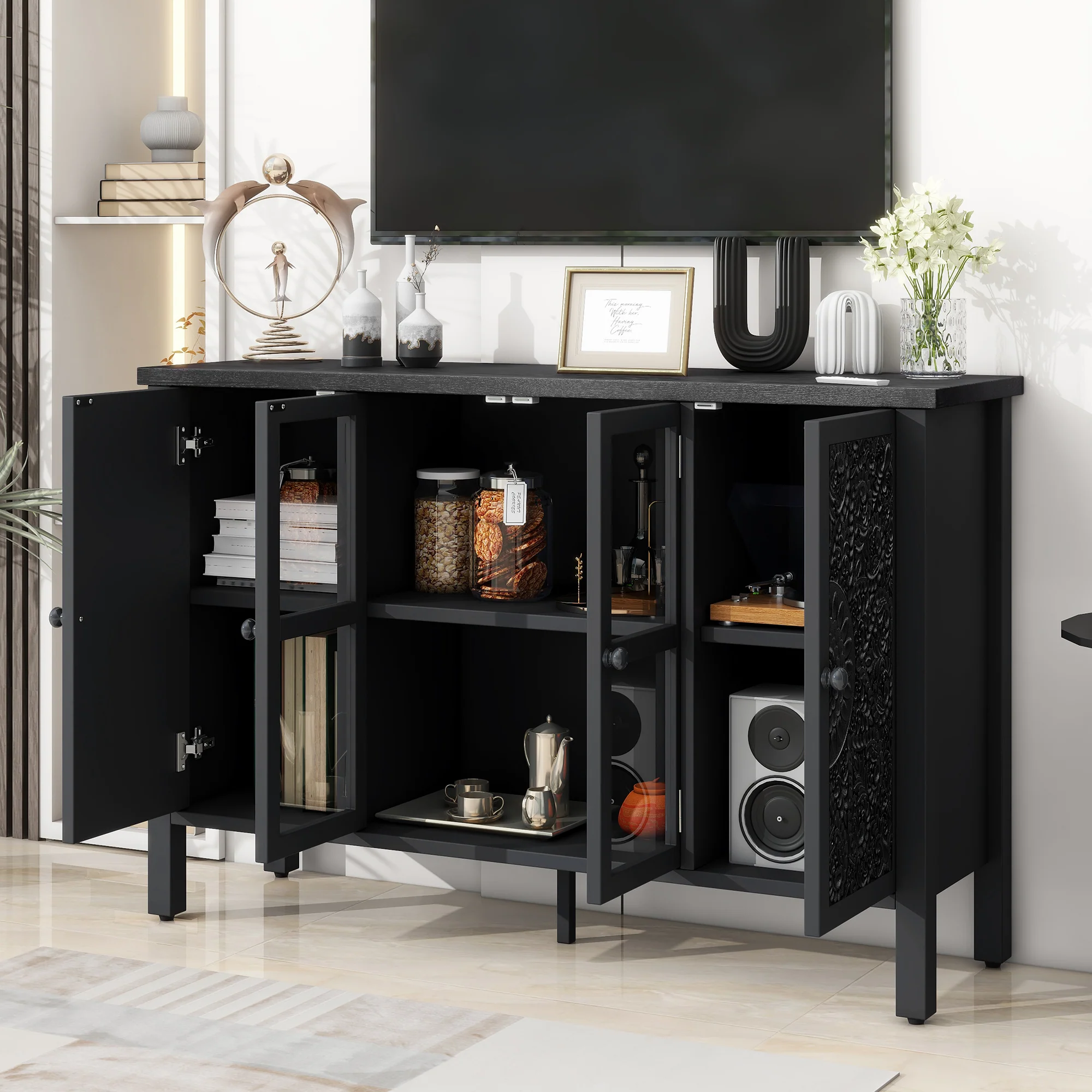 Carved Wood TV Stand - Image 28