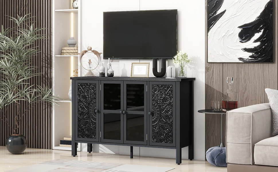 Carved Wood TV Stand - Image 31