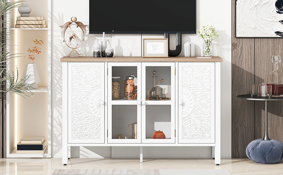 Carved Wood TV Stand - Image 4