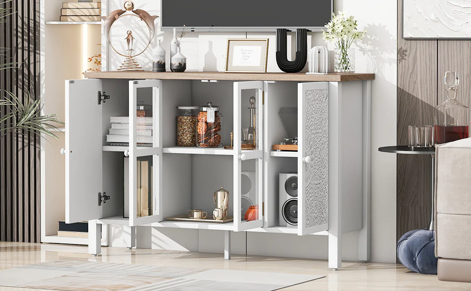 Carved Wood TV Stand - Image 5