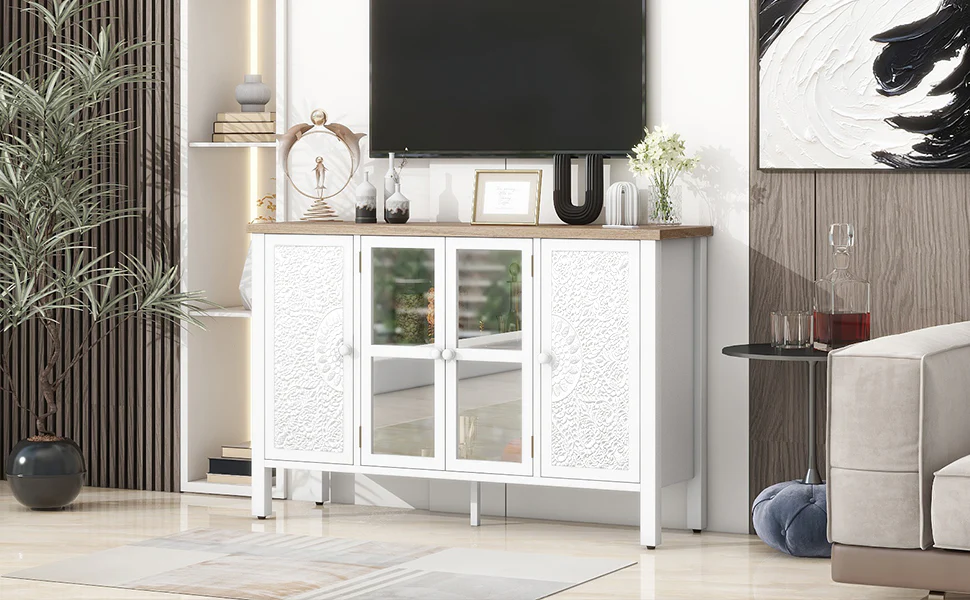 Carved Wood TV Stand - Image 6