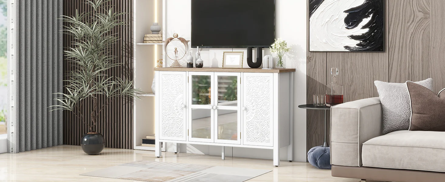 Carved Wood TV Stand - Image 7