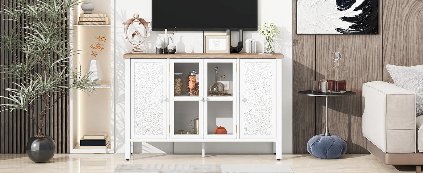 Carved Wood TV Stand - Image 8