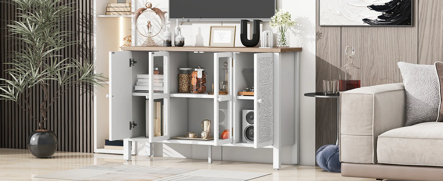 Carved Wood TV Stand - Image 9