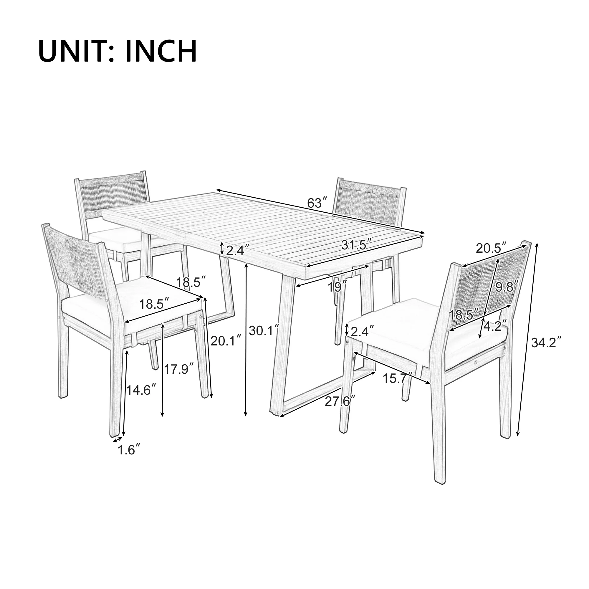 Outdoor Acacia Wood Dining Table Set - Image 22