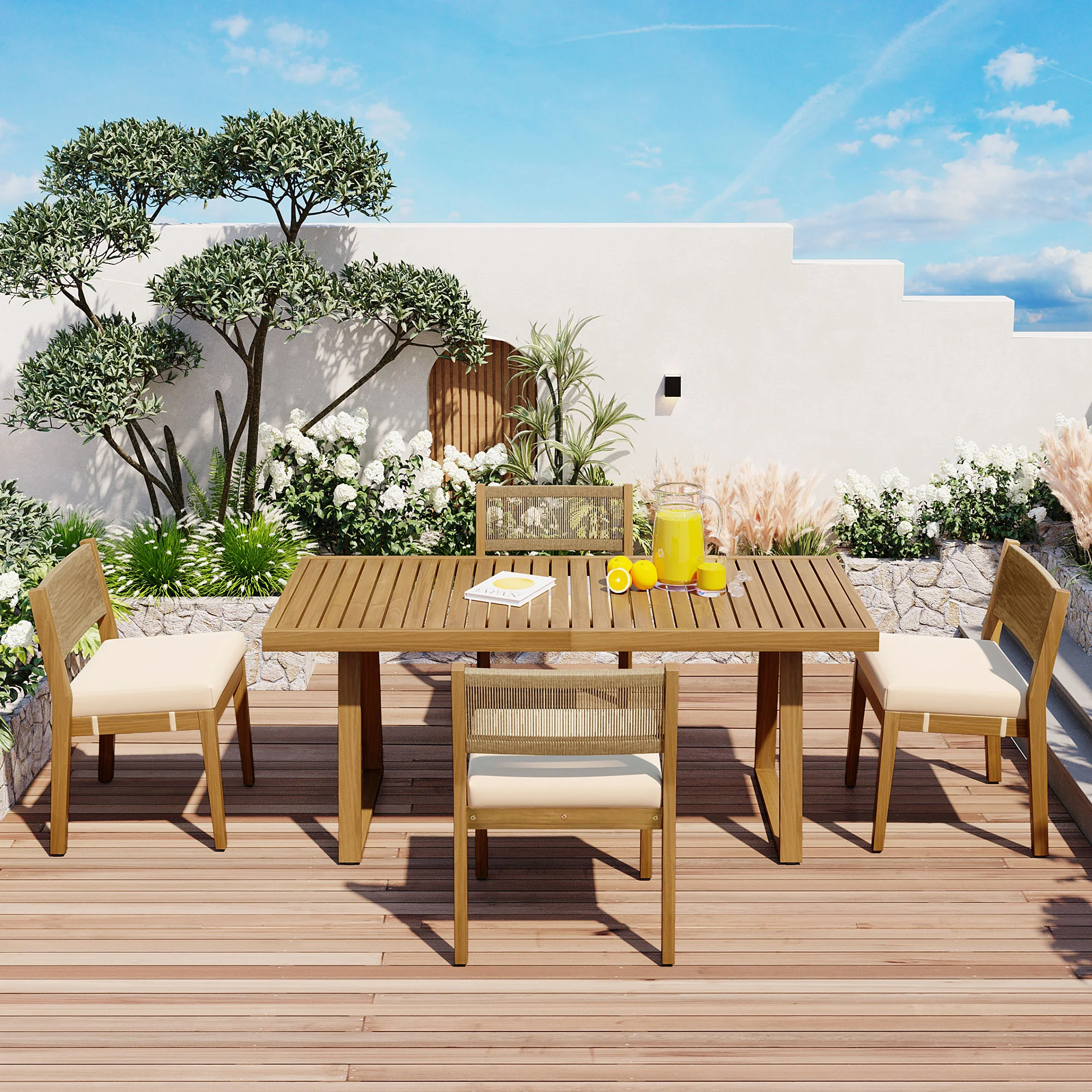 Outdoor Acacia Wood Dining Table Set - Image 25