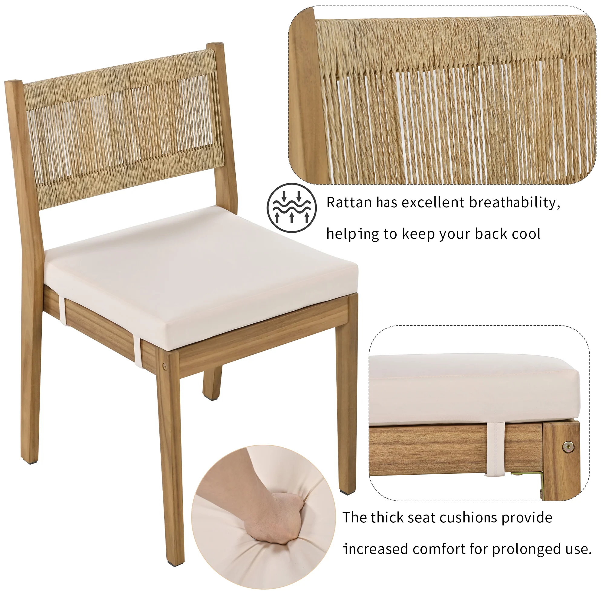 Outdoor Acacia Wood Dining Table Set - Image 43