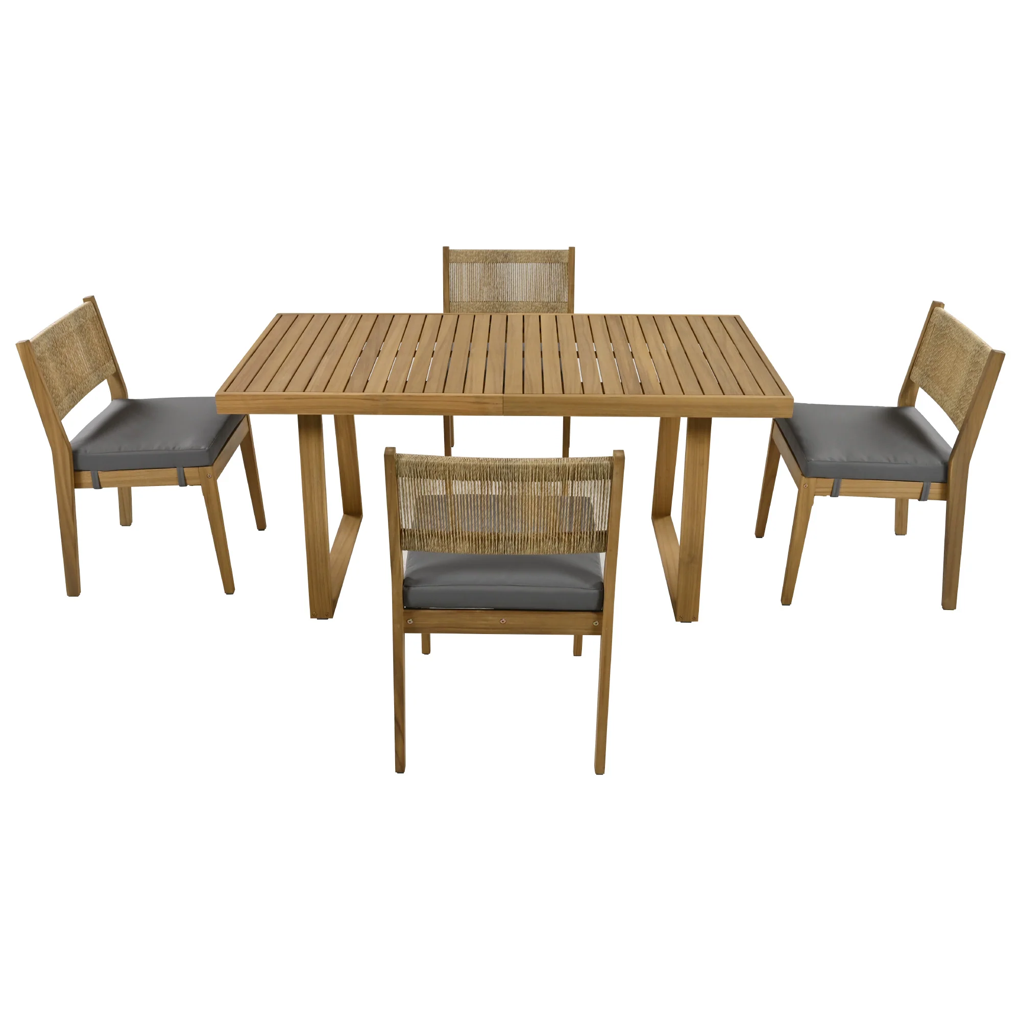Outdoor Acacia Wood Dining Table Set - Image 5