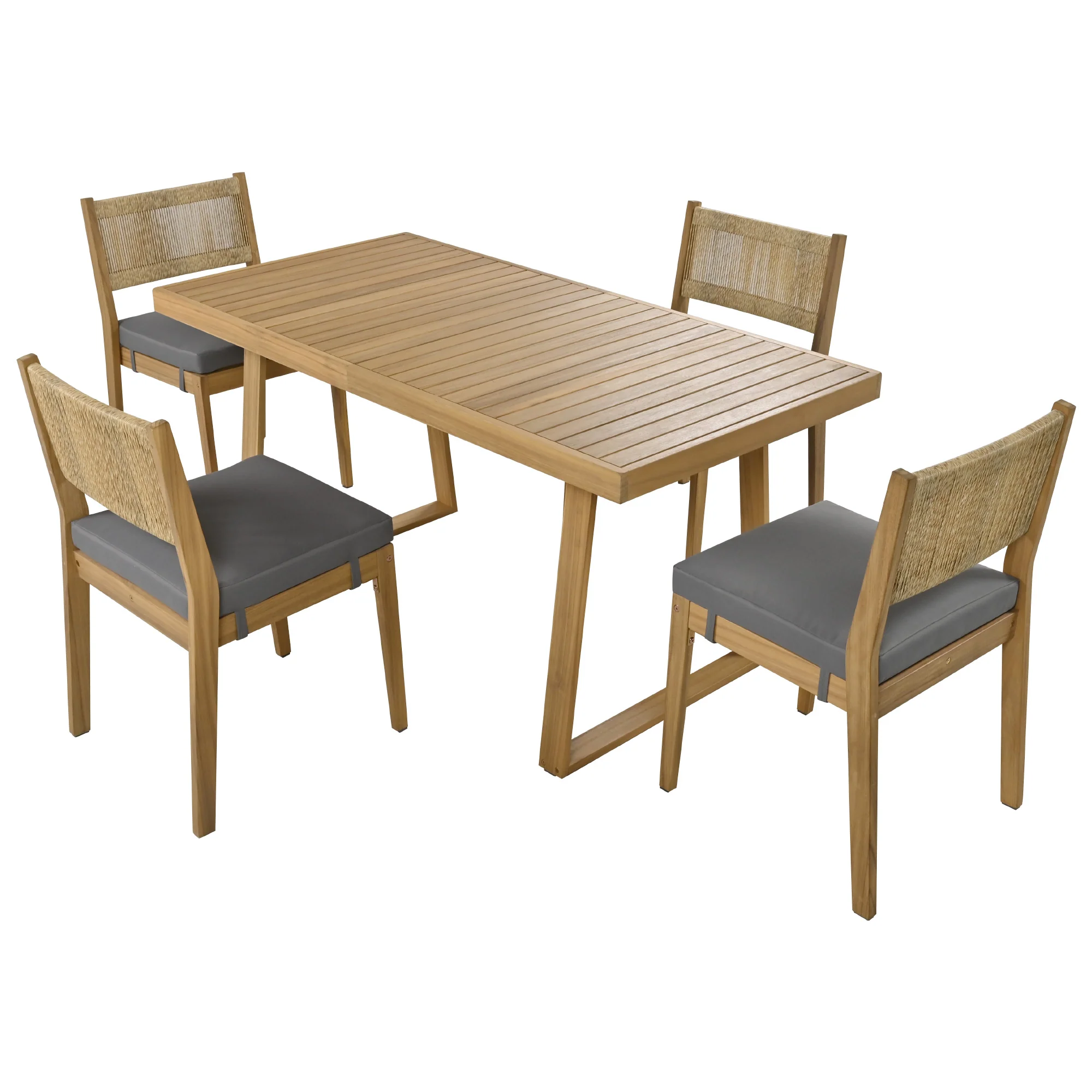Outdoor Acacia Wood Dining Table Set - Image 6
