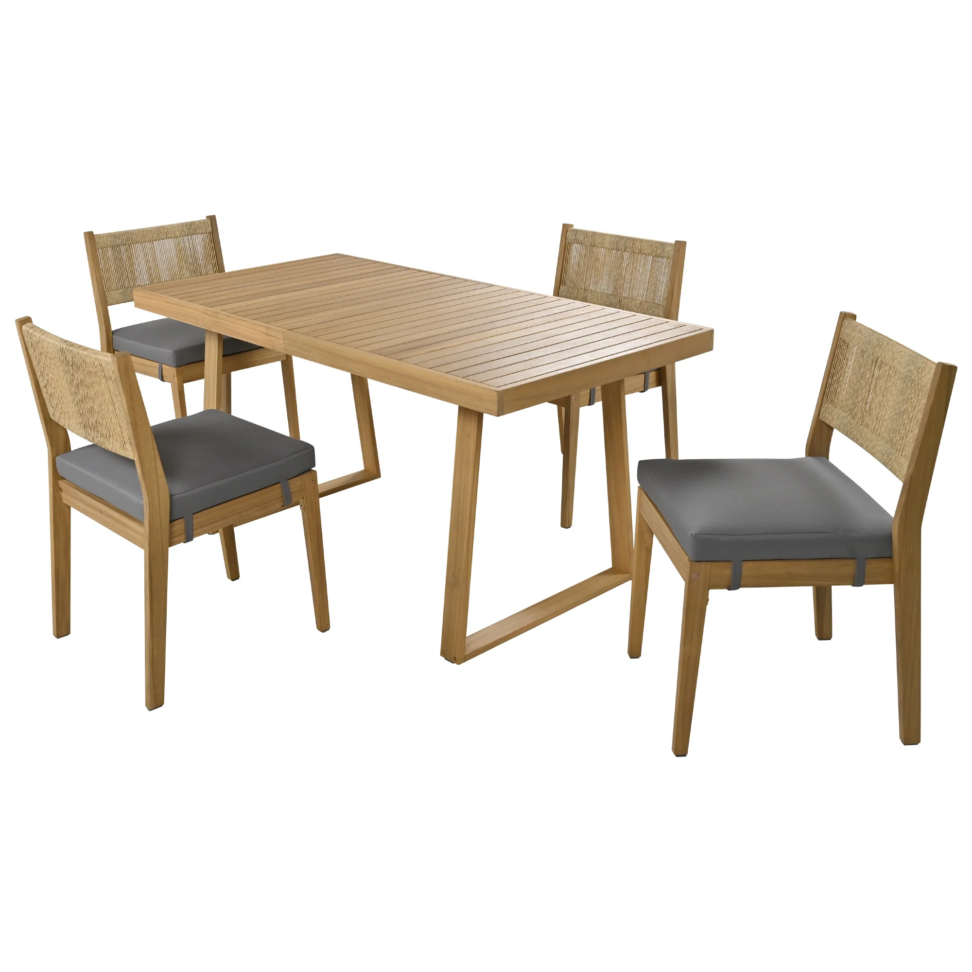 Outdoor Acacia Wood Dining Table Set - Image 7