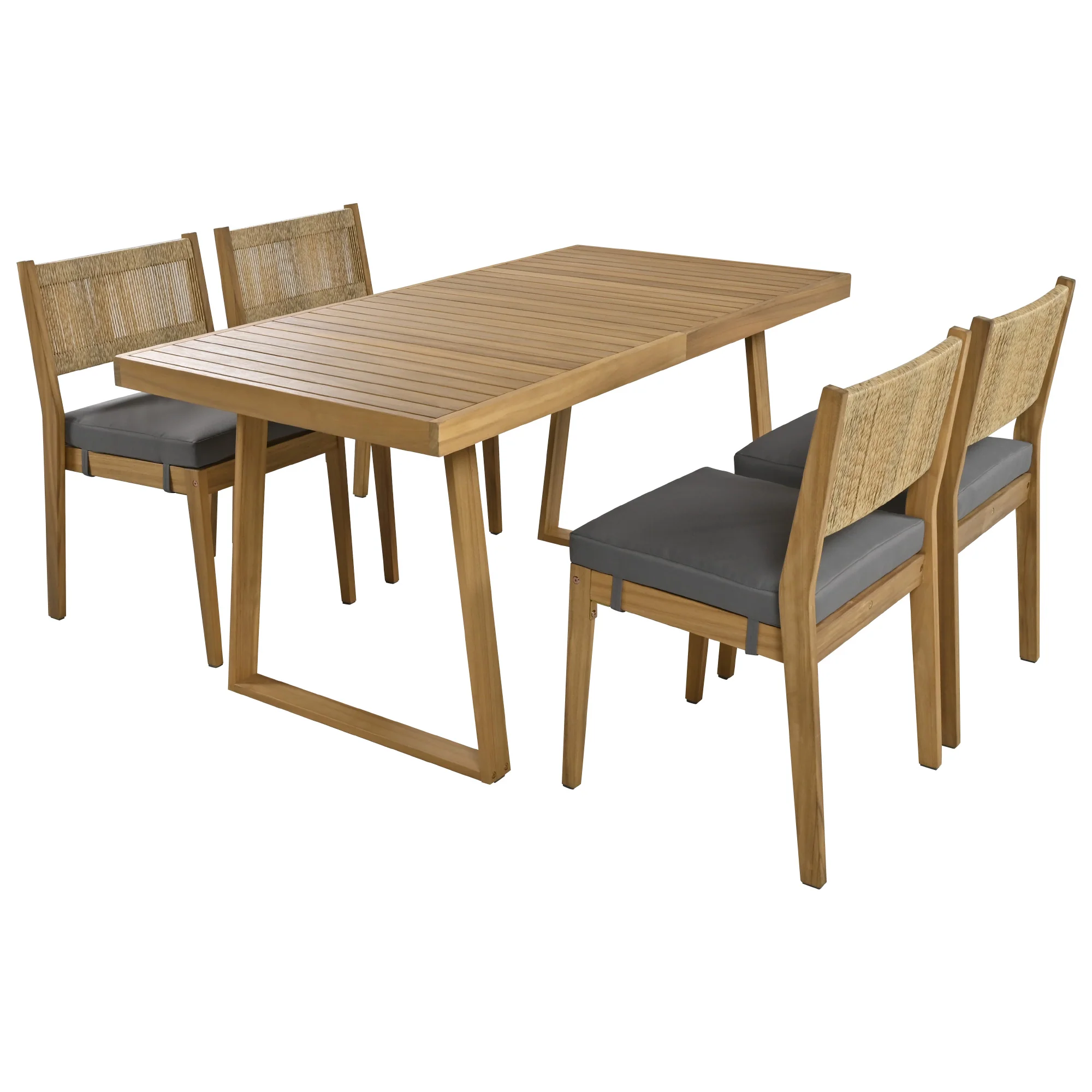 Outdoor Acacia Wood Dining Table Set - Image 9