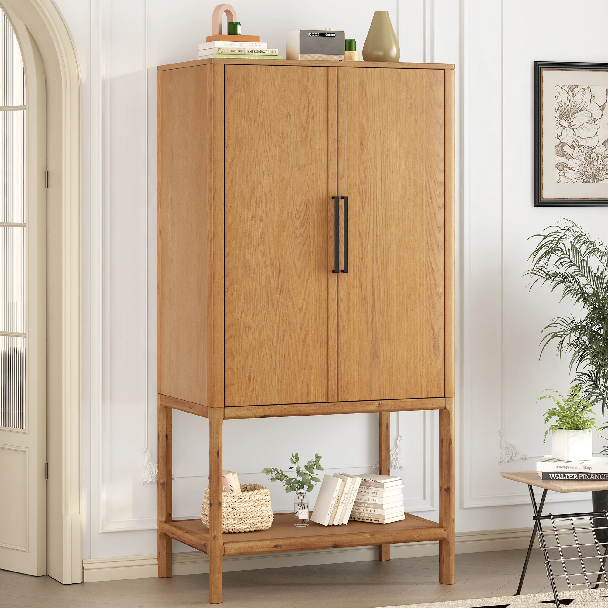 Modern Oak Veneer Tall Cabinet - Image 12