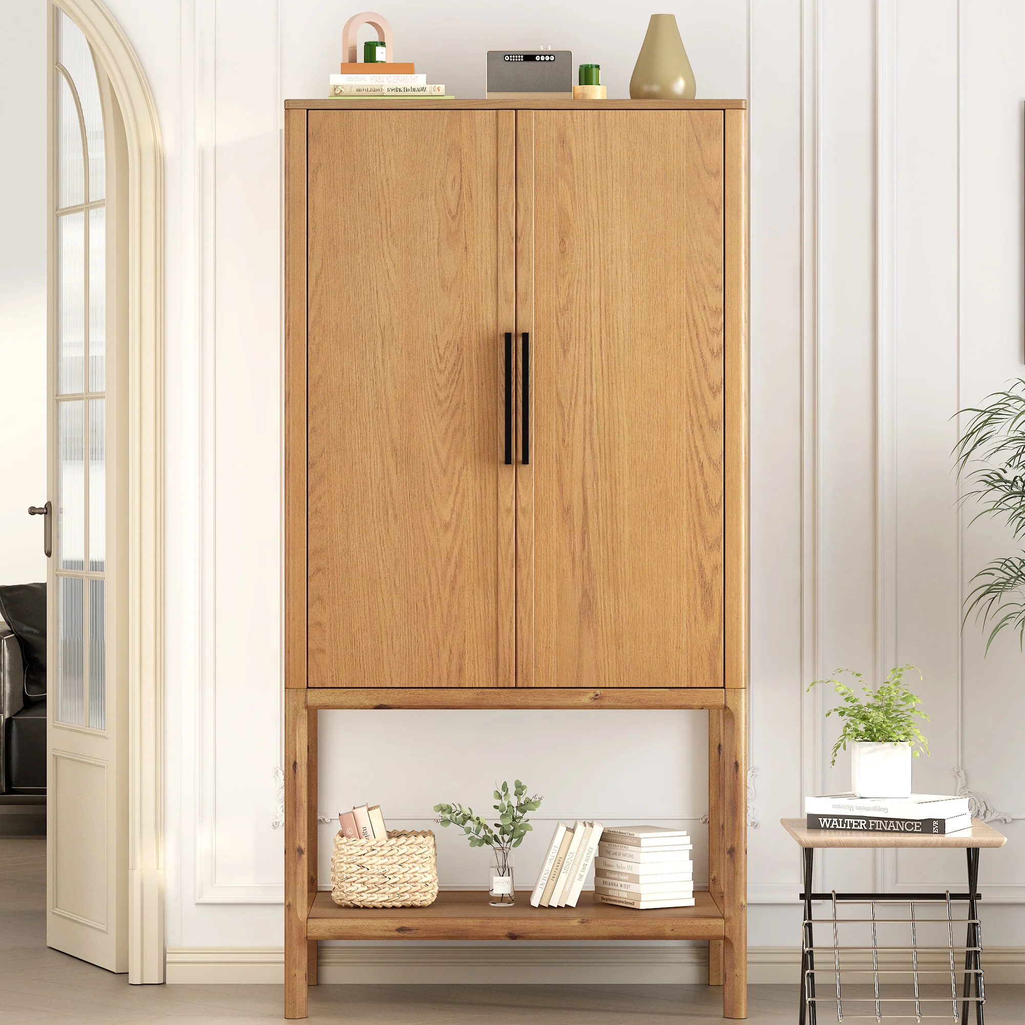 Modern Oak Veneer Tall Cabinet - Image 13