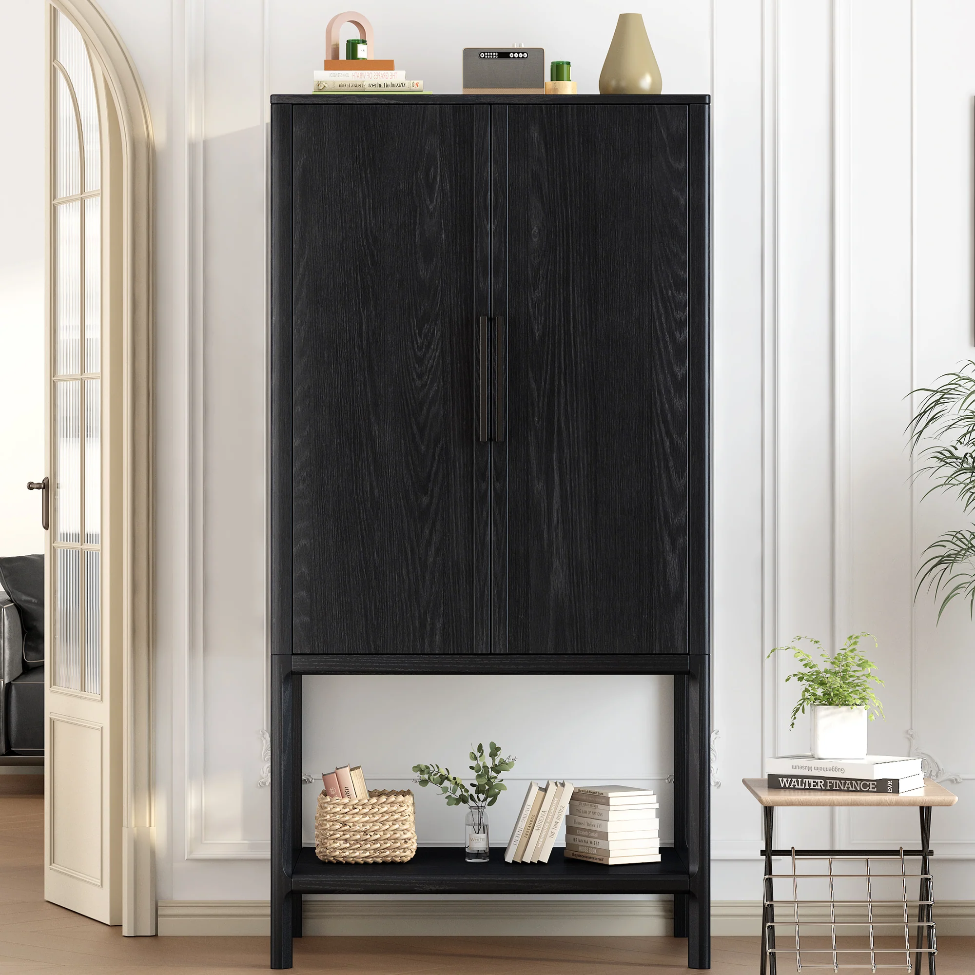 Modern Oak Veneer Tall Cabinet - Image 2