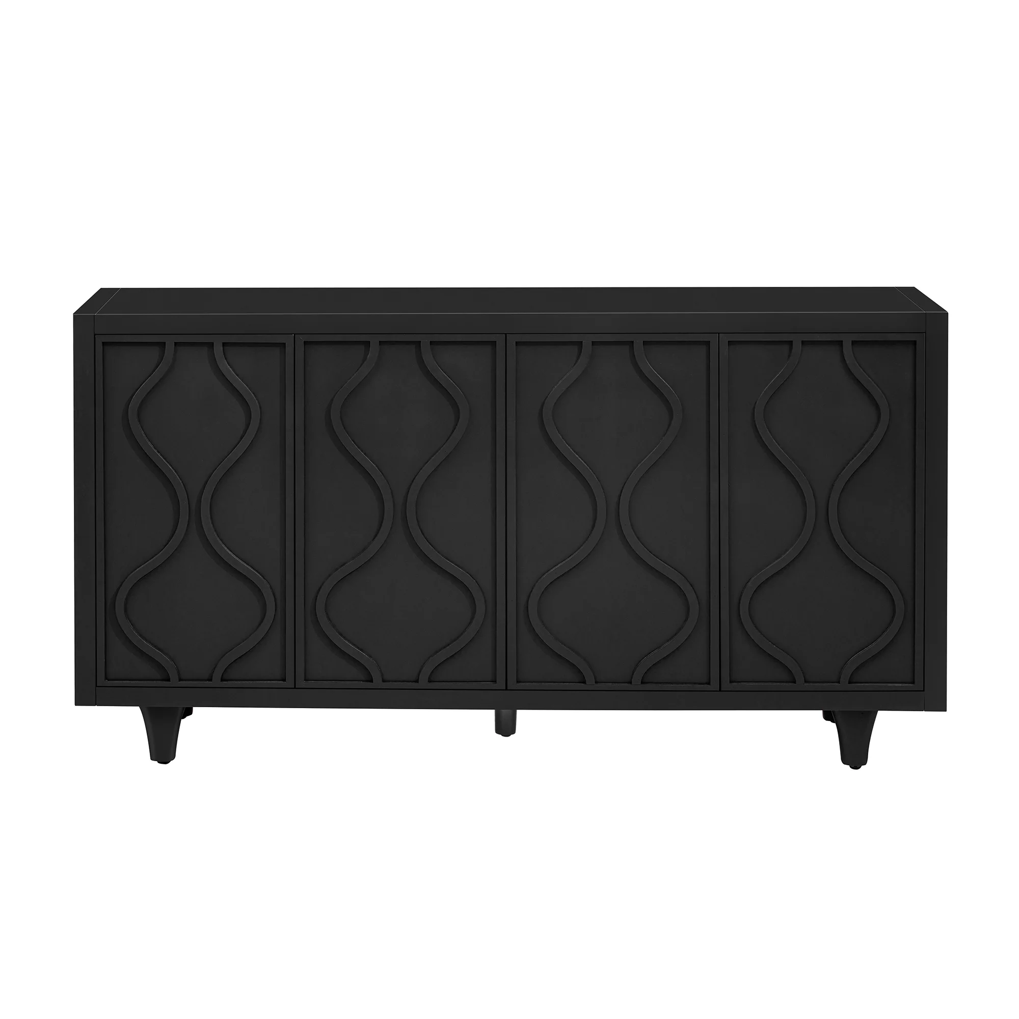 Storage Cabinet Sideboard Wooden Cabinet with Embossed Curved Doors - Image 15