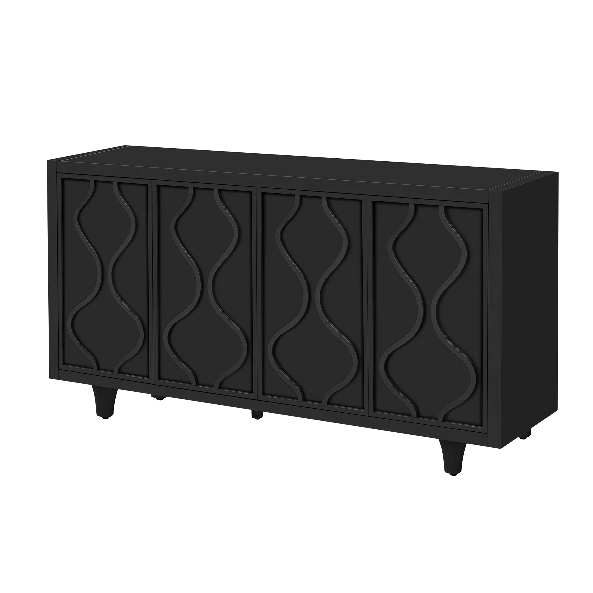 Storage Cabinet Sideboard Wooden Cabinet with Embossed Curved Doors - Image 16