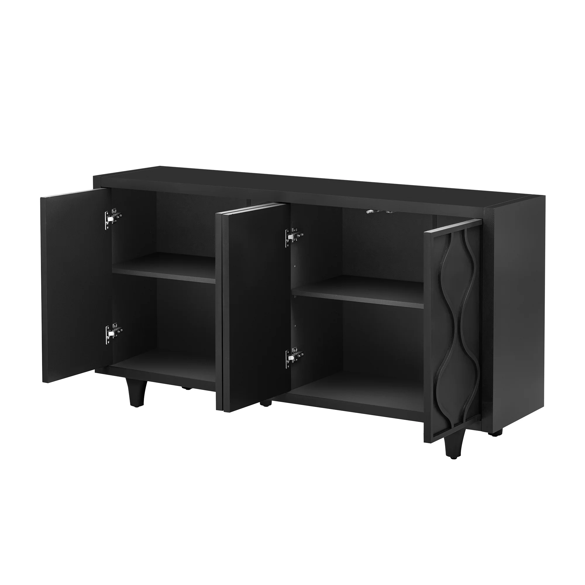 Storage Cabinet Sideboard Wooden Cabinet with Embossed Curved Doors - Image 18