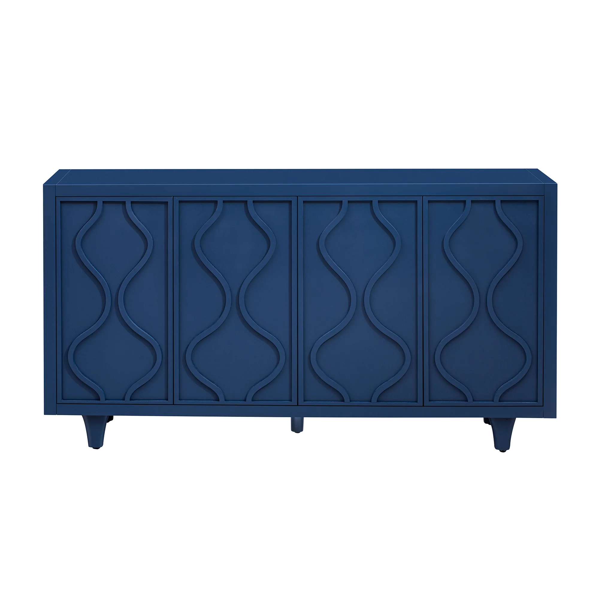 Storage Cabinet Sideboard Wooden Cabinet with Embossed Curved Doors - Image 3
