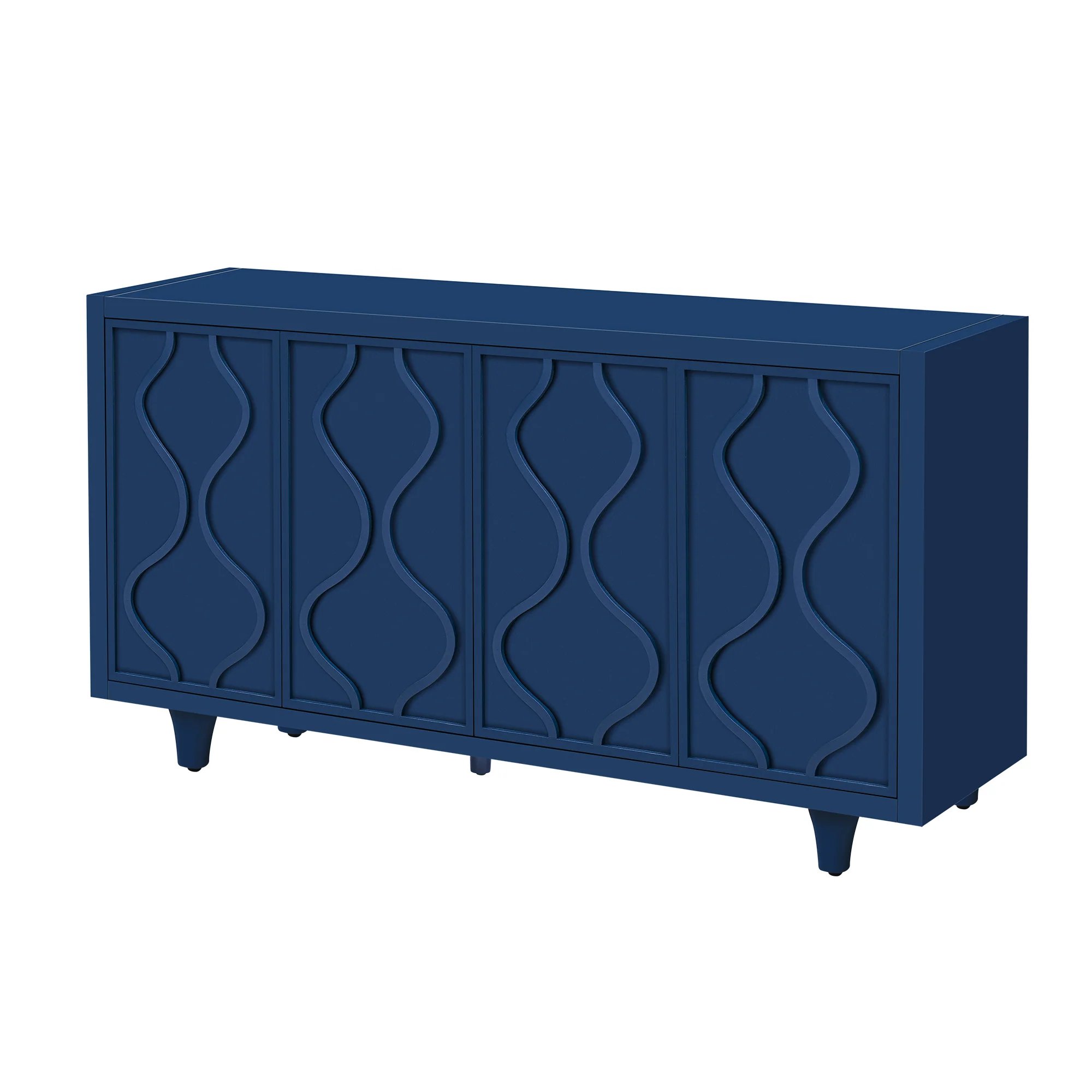 Storage Cabinet Sideboard Wooden Cabinet with Embossed Curved Doors - Image 4