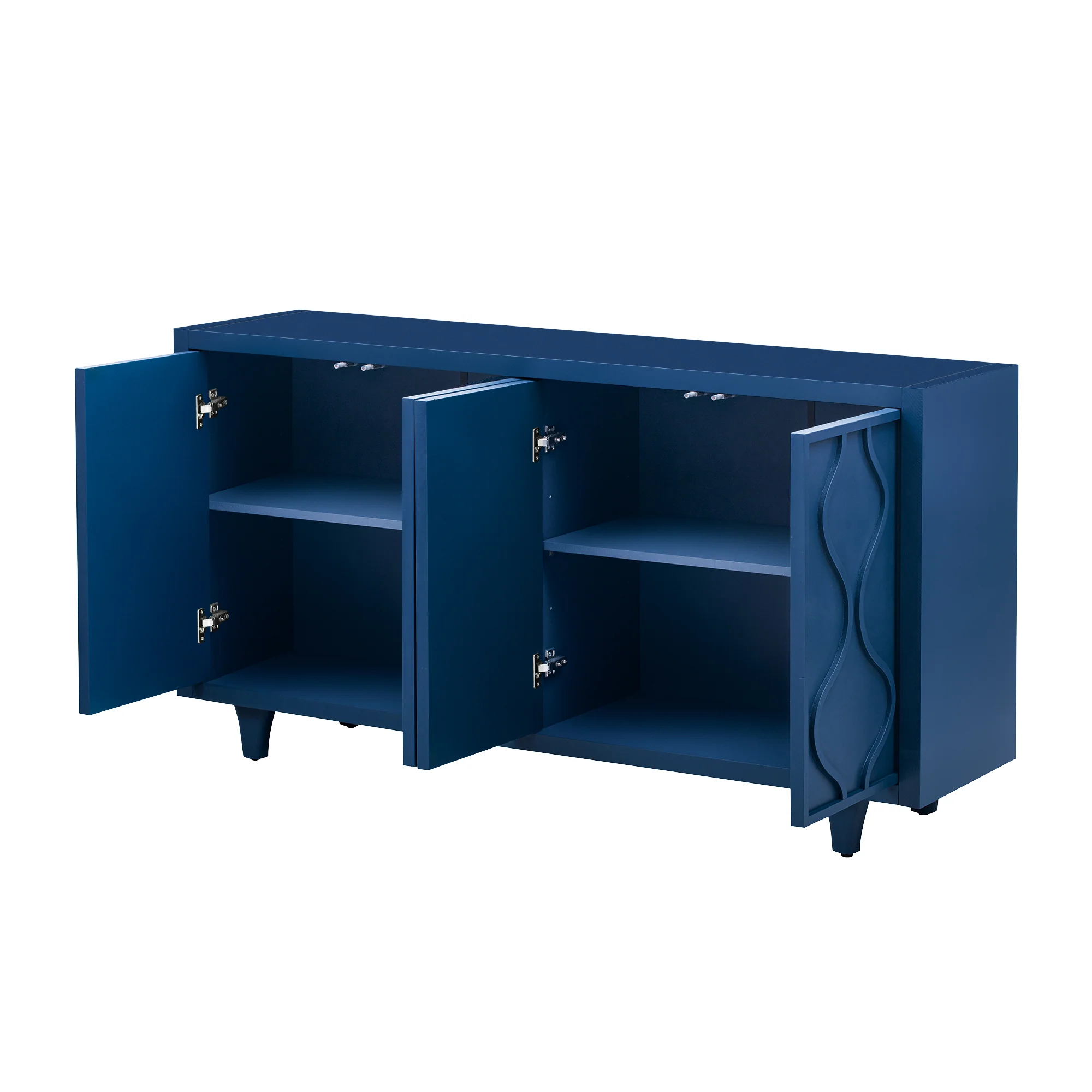 Storage Cabinet Sideboard Wooden Cabinet with Embossed Curved Doors - Image 6