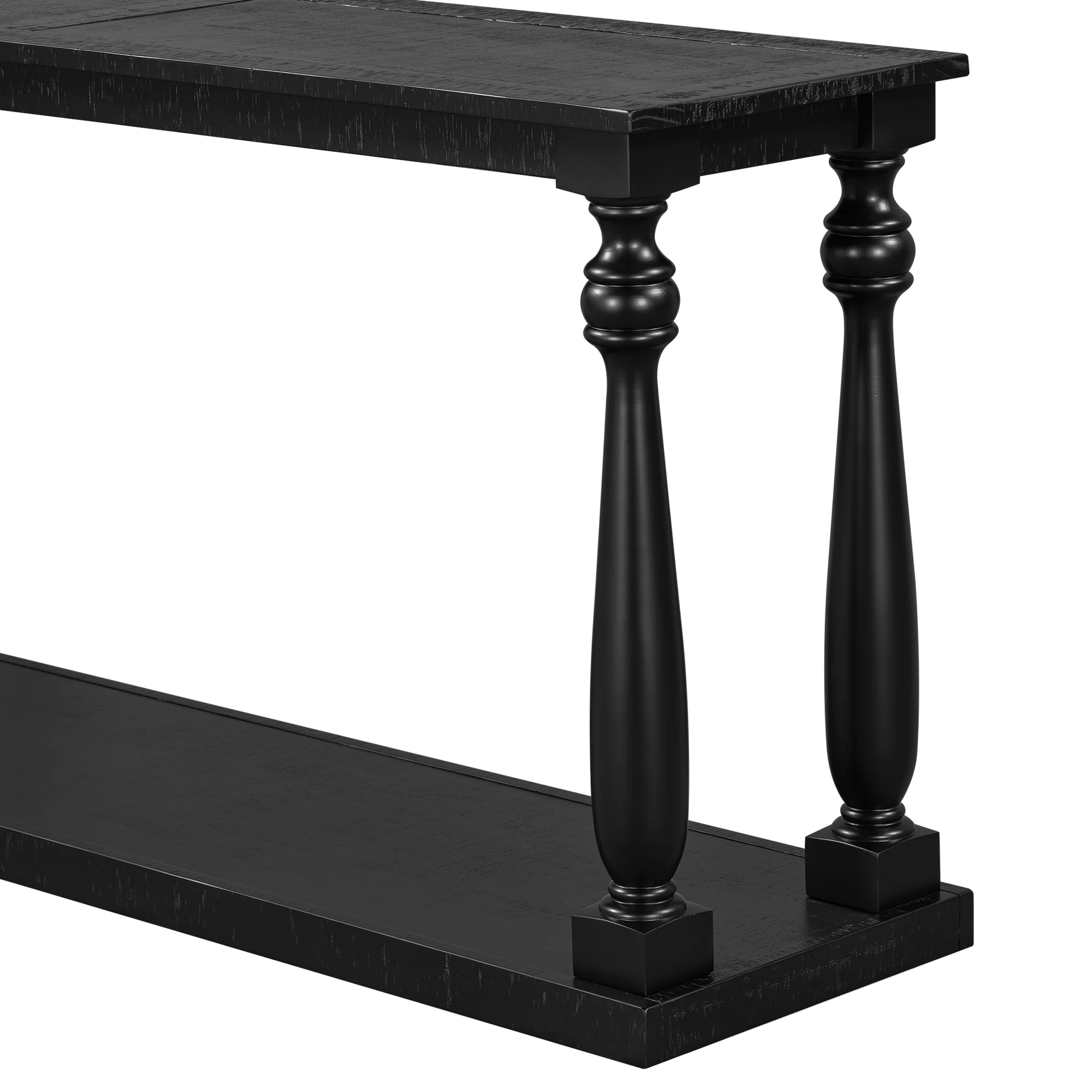 Farmhouse Turned-Leg Entryway Console Table with Bottom Shelf - Image 11