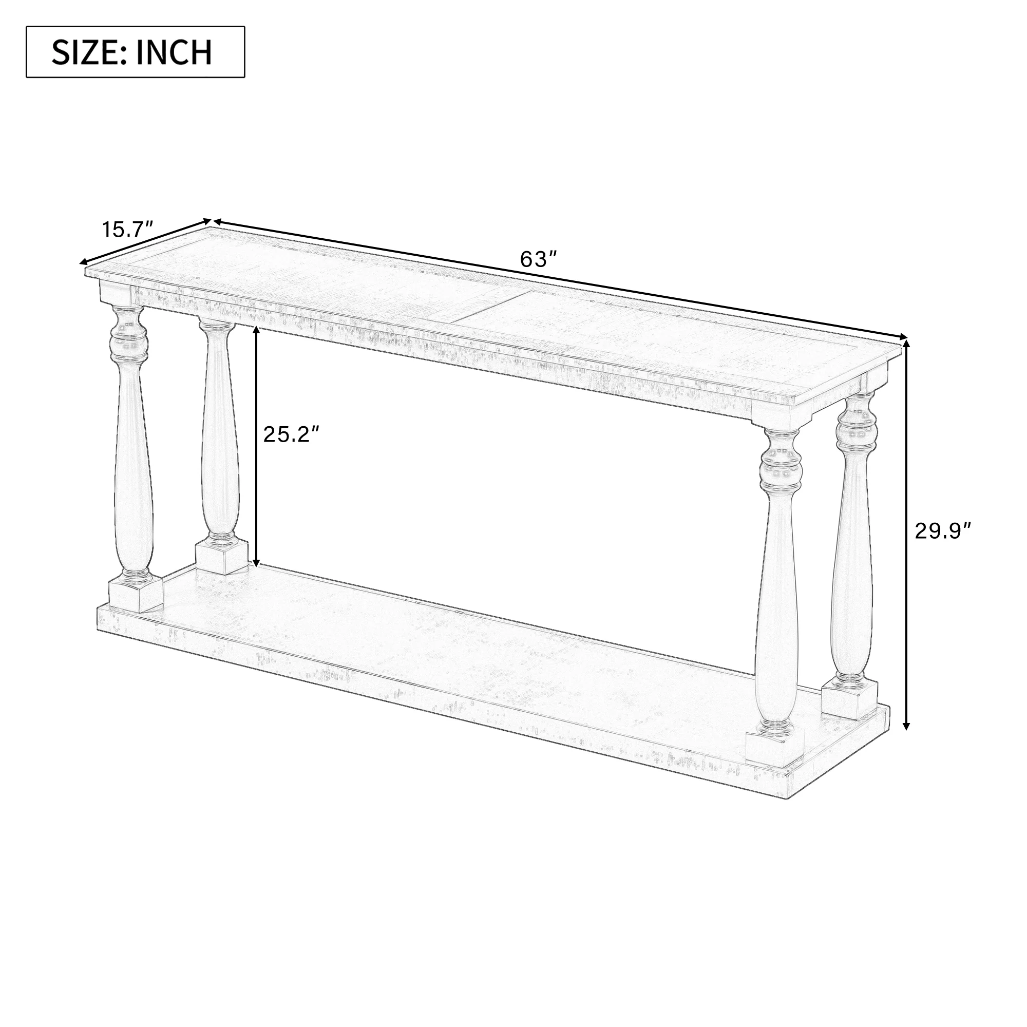 Farmhouse Turned-Leg Entryway Console Table with Bottom Shelf - Image 12