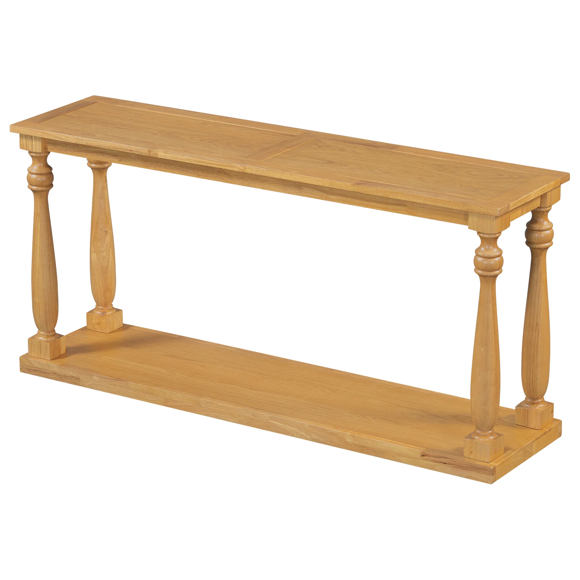 Farmhouse Turned-Leg Entryway Console Table with Bottom Shelf - Image 24
