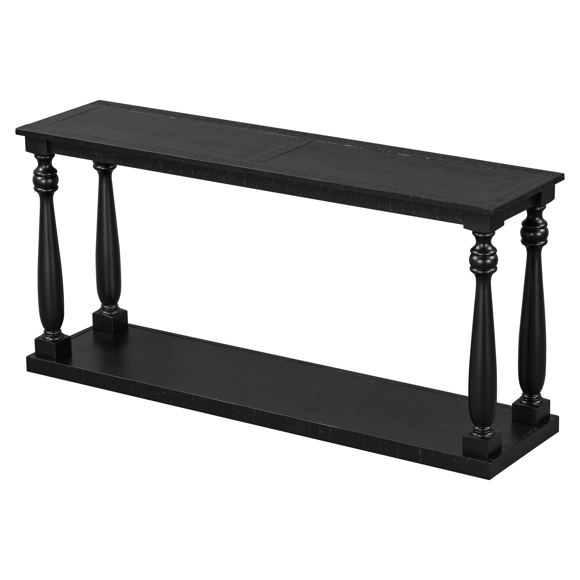Farmhouse Turned-Leg Entryway Console Table with Bottom Shelf - Image 7