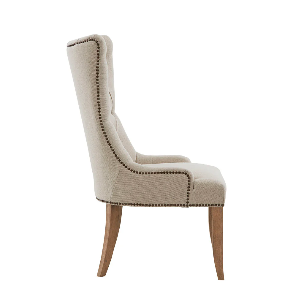 Upholstered Accent Chair with Button Tufted High Back and Nailhead Trim - Image 4