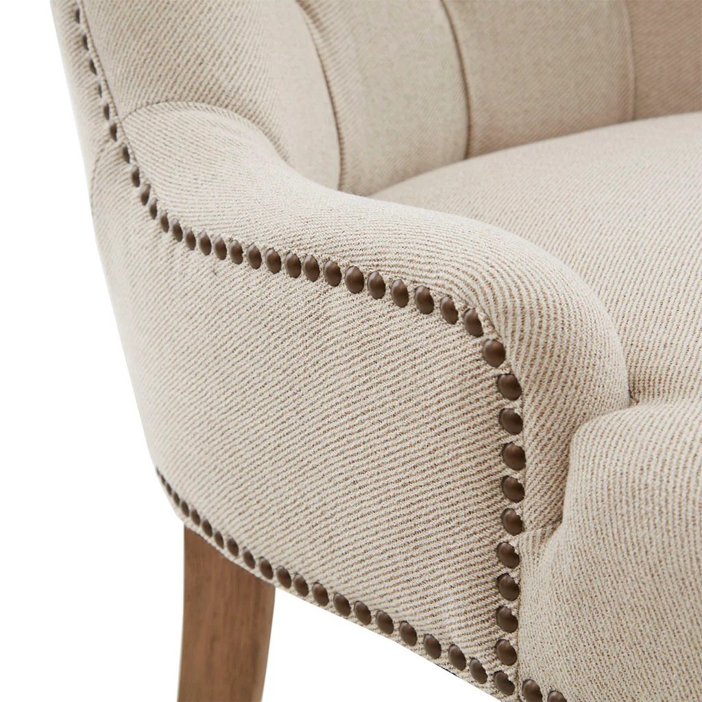 Upholstered Accent Chair with Button Tufted High Back and Nailhead Trim - Image 7
