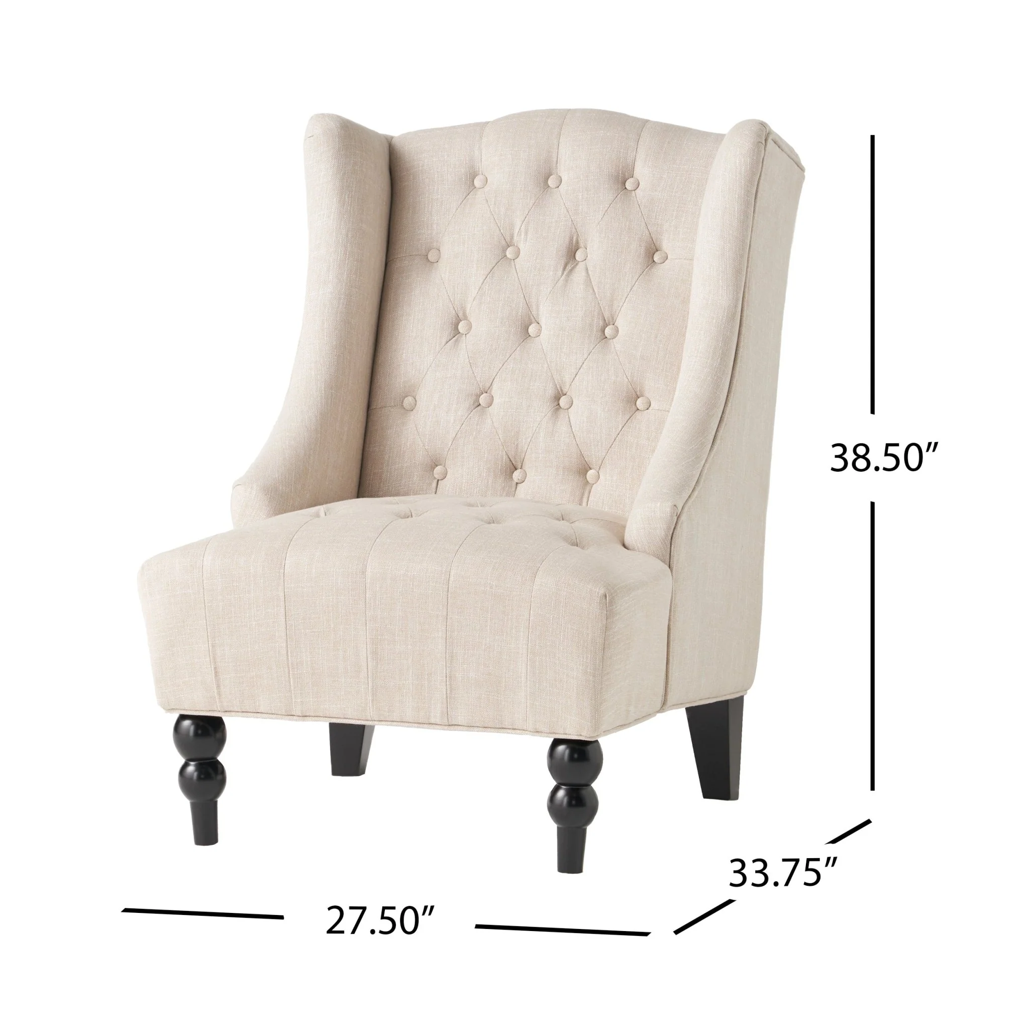 Upholstered Accent Chair with Diamond Tufted Wing Back - Image 9