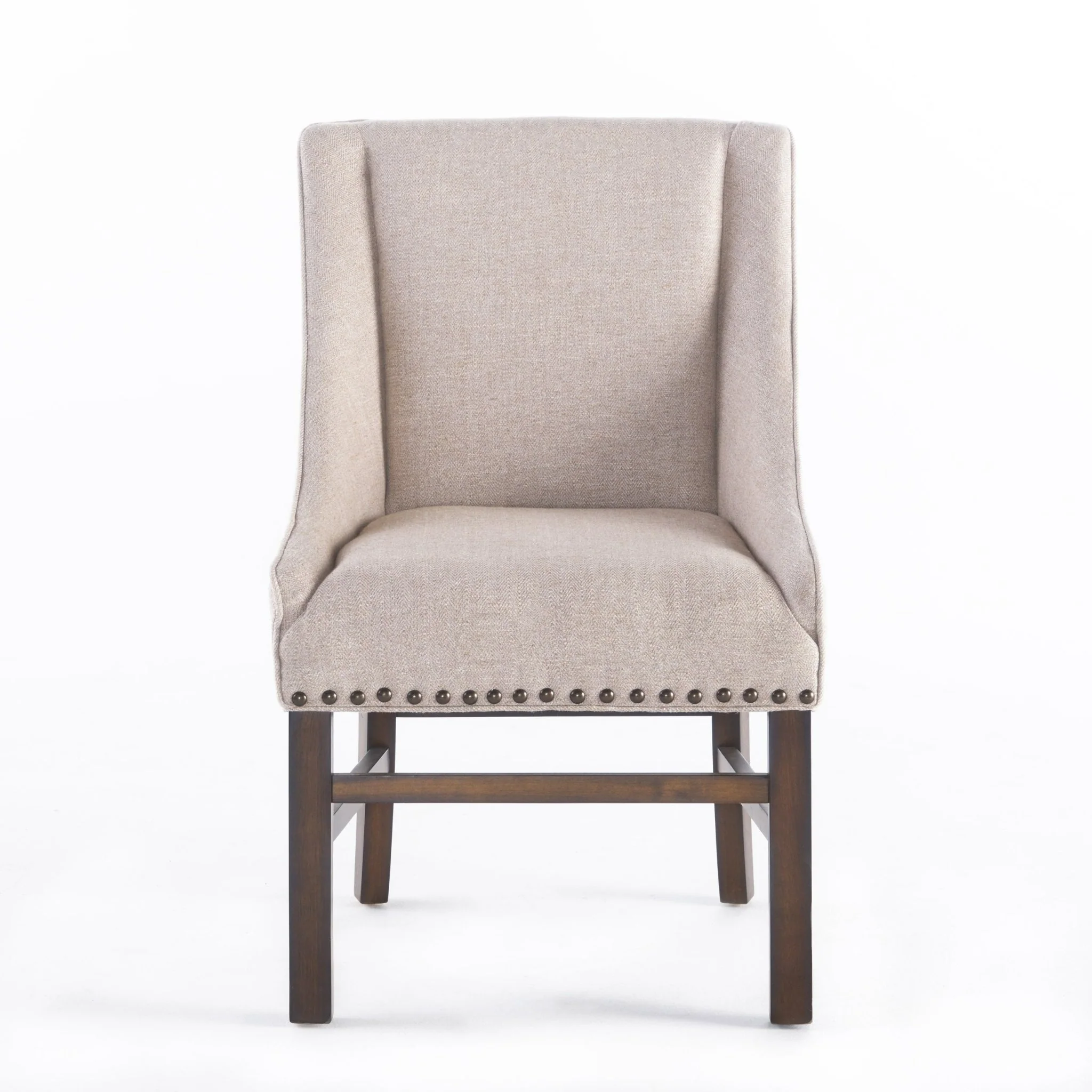 Upholstered Dining Chair with Wing Back, Slide Arm and Nail Head Trim - Image 3