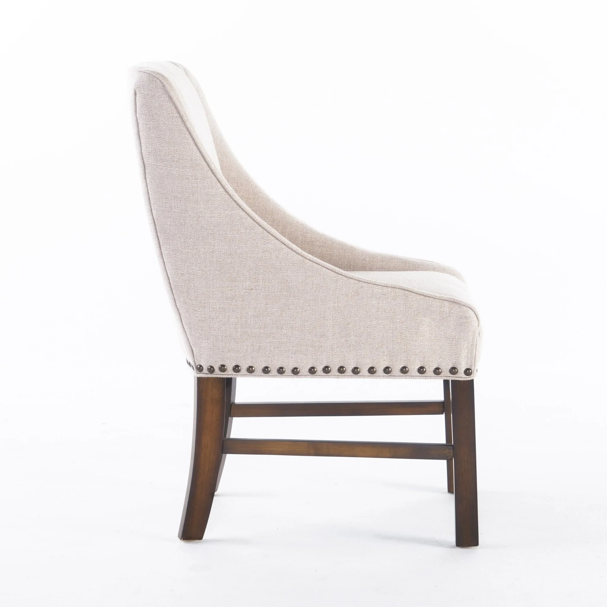 Upholstered Dining Chair with Wing Back, Slide Arm and Nail Head Trim - Image 4