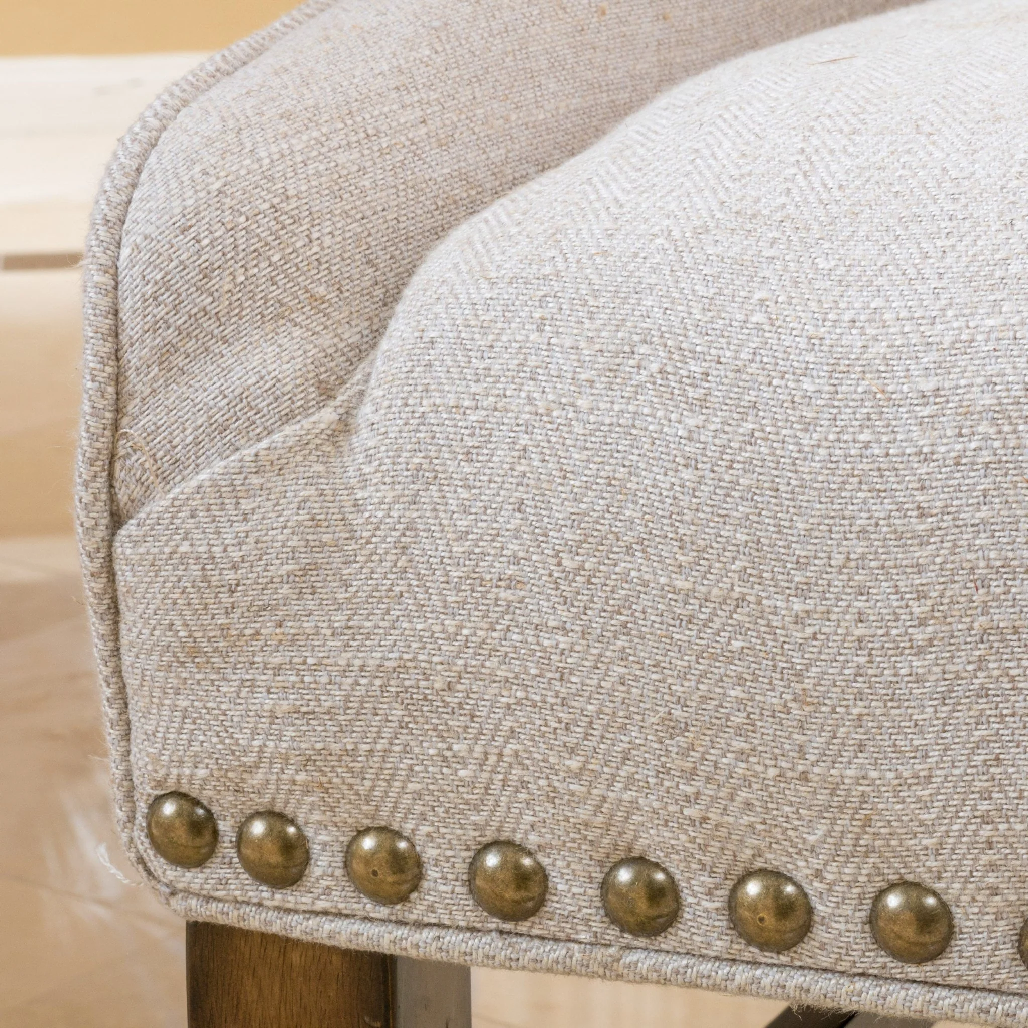 Upholstered Dining Chair with Wing Back, Slide Arm and Nail Head Trim - Image 6
